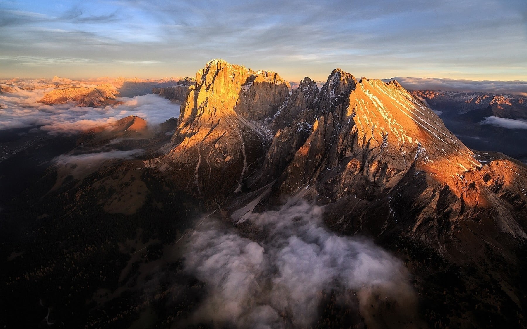 nature, aerial view, scenics - nature, landscape, Dolomites (mountains), non-urban scene, tranquil scene, remote, solid, geology, mountain range, mountain, HD Wallpaper