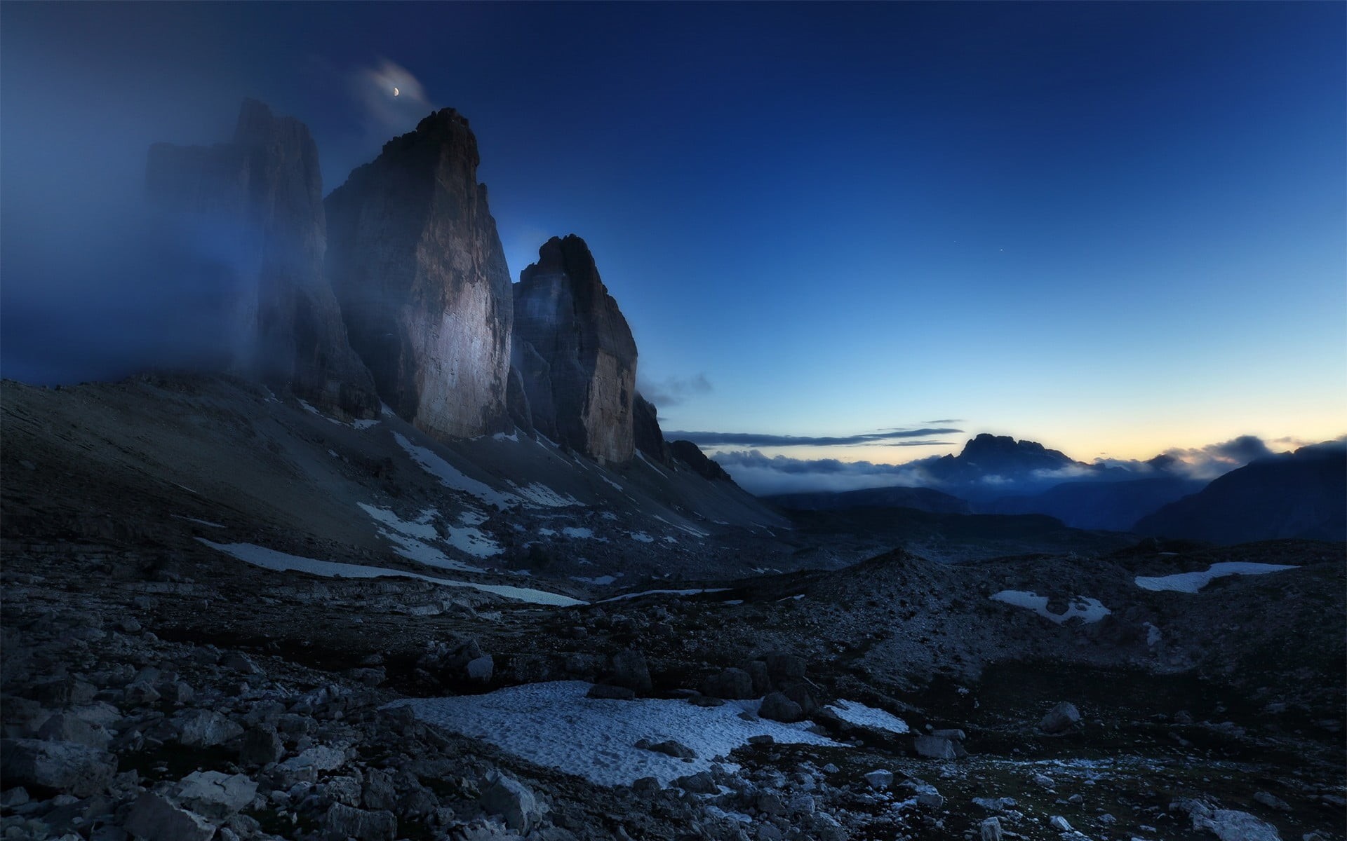 clouds, Dolomites (mountains), sky, rock, scenics - nature, no people, nature, tranquility, environment, cold temperature, mountains, 1080P, mountain, HD Wallpaper