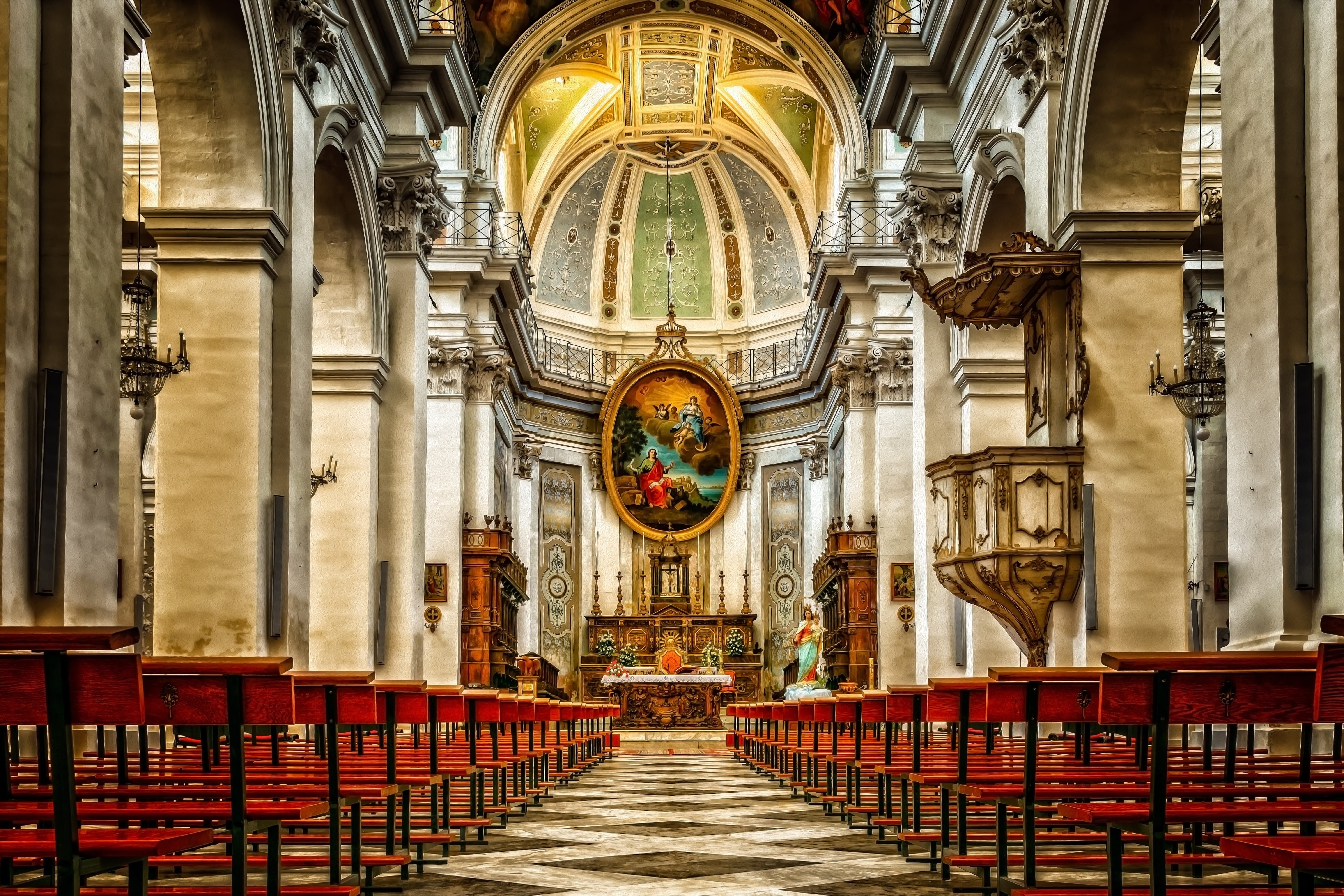 house of worship, christian, the way forward, cathedral, interior, direction, day, no people, art, ornate, history, place of worship, faith, chiesa di san giovanni evangelista, HD Wallpaper