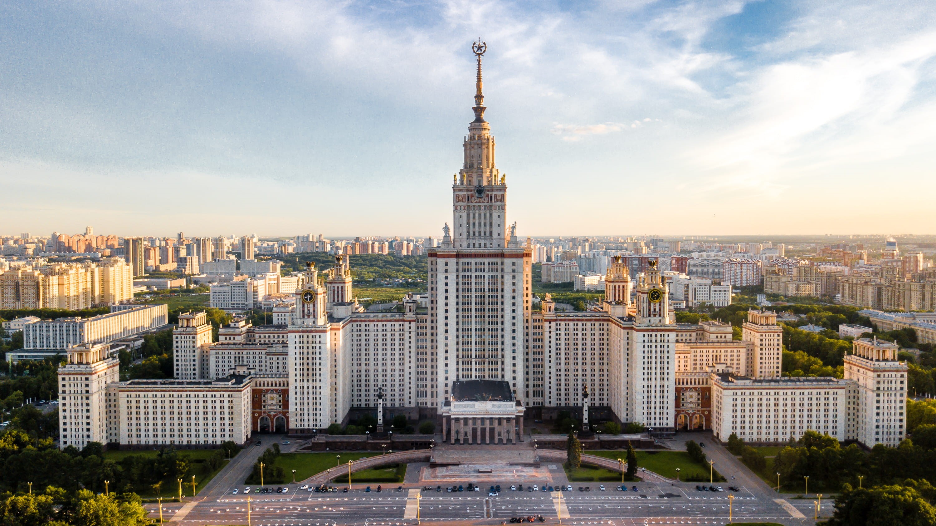 outdoors, cityscape, high angle view, city, drone view, spire, town, cloud - sky, white, travel, moscow, clock tower, office building exterior, sky, russia, HD Wallpaper