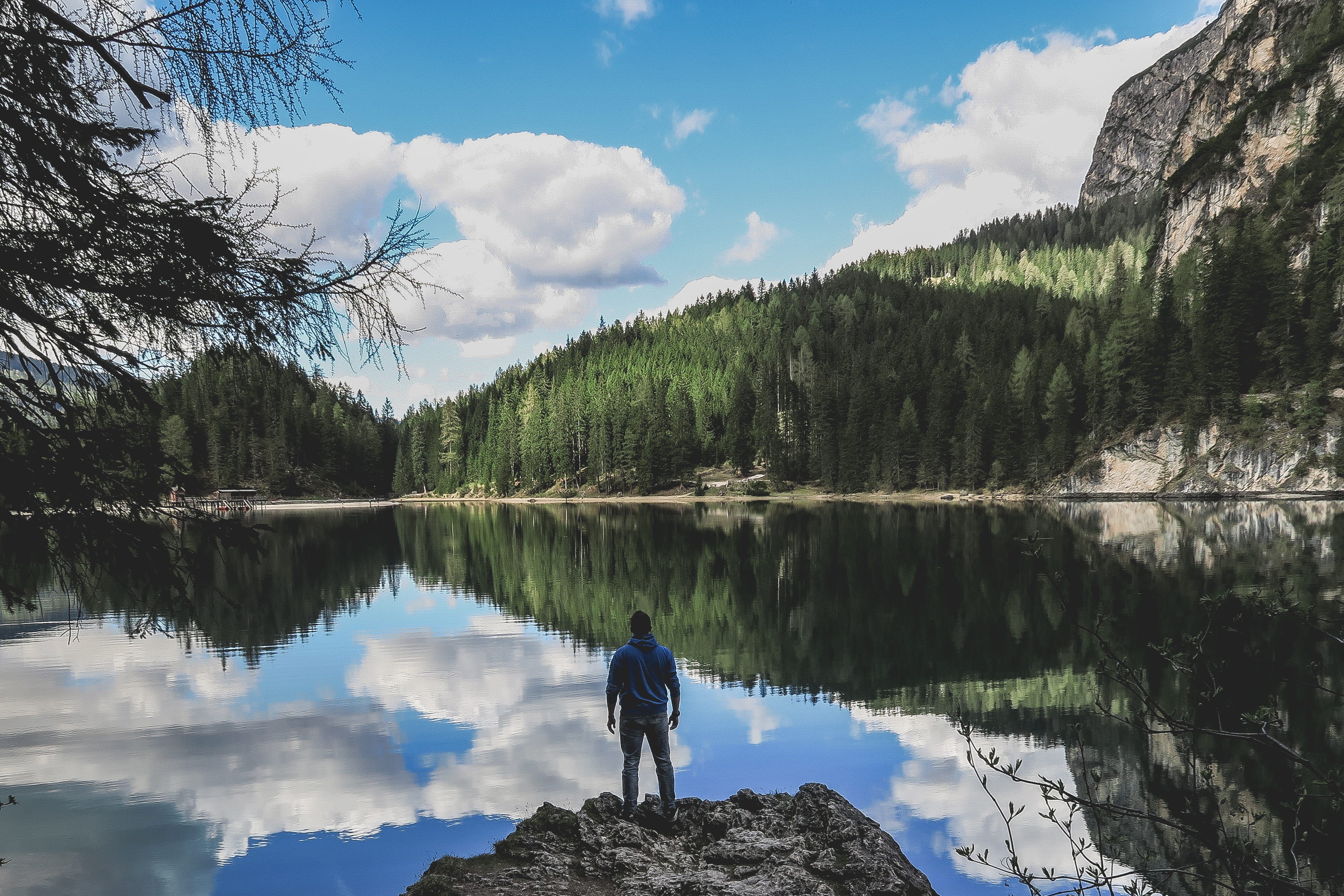 beauty in nature, water, tranquil scene, italy, adventure, outdoors, reflection, lifestyles, one person, looking at view, standing, discover, leisure activity, HD Wallpaper