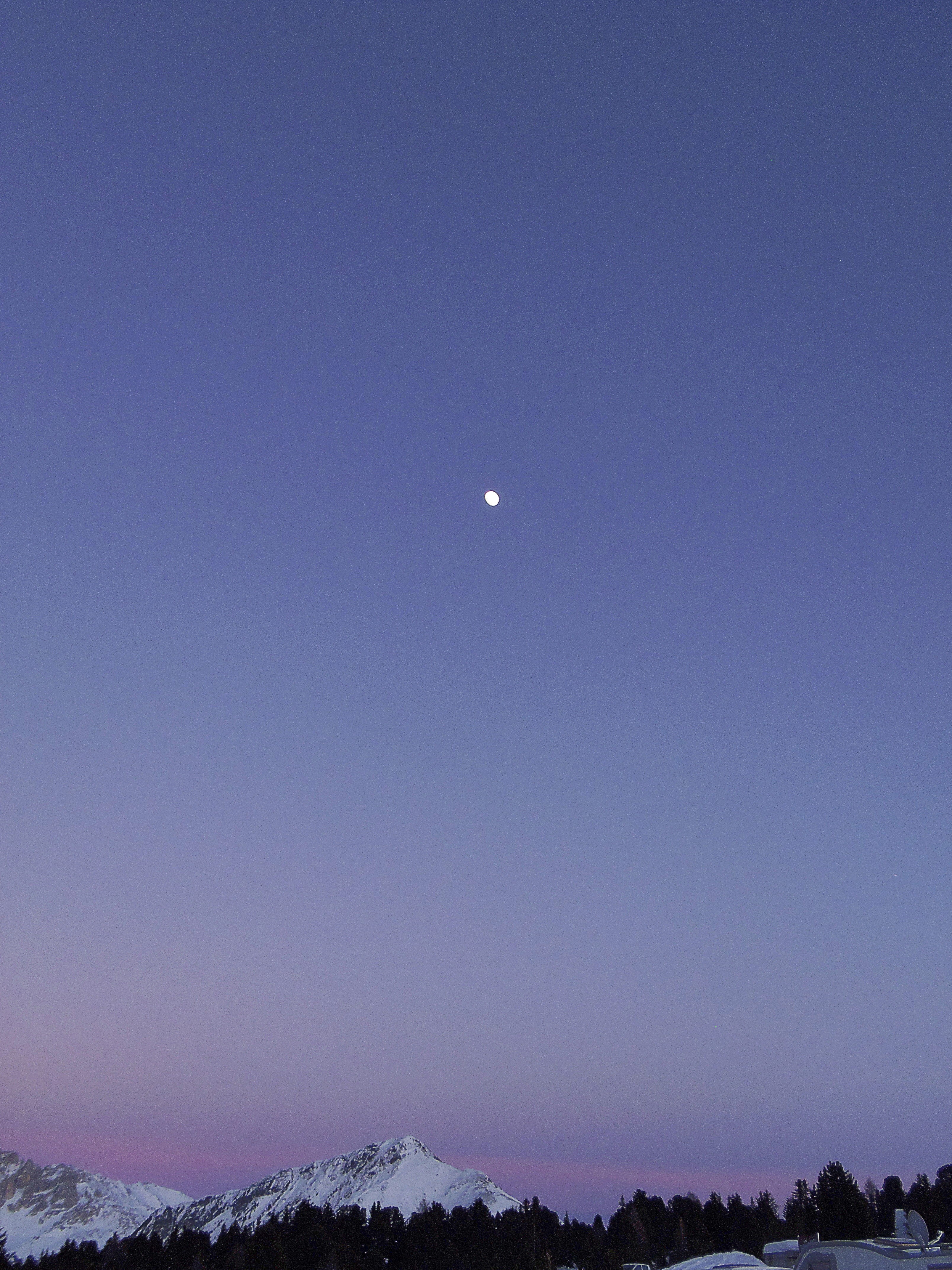 planetary moon, dusk, aldein, sky, italy, blue, night, tranquility, copy space, astronomy, moon, outdoors, alto adige, sunset, snow, clear sky, dolomiti, Phone HD Wallpaper