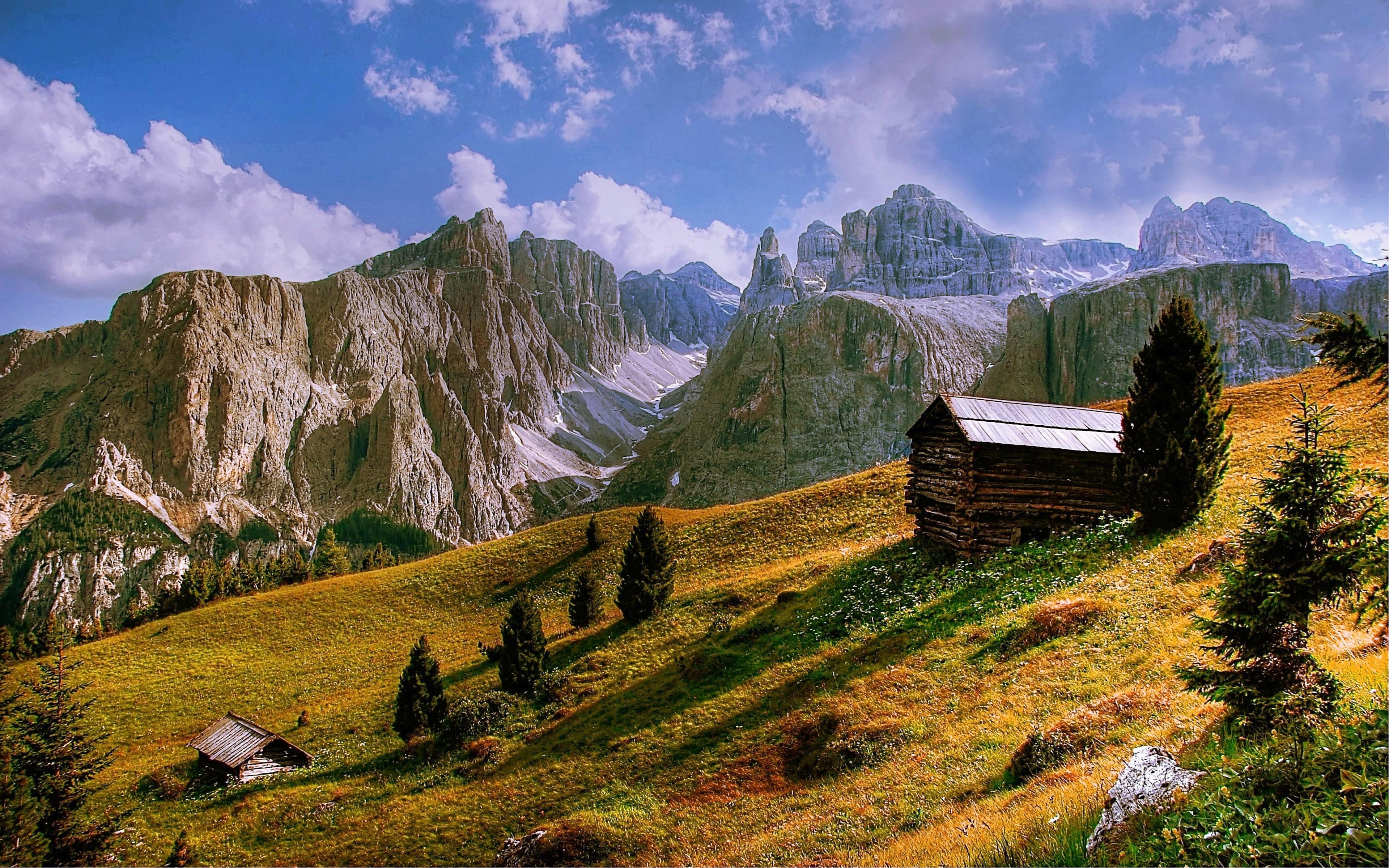 beauty in nature, dolomites, italian, non-urban scene, trento, tranquil scene, no people, south, travel destinations, 4K, mountain, cloud - sky, alps, HD Wallpaper