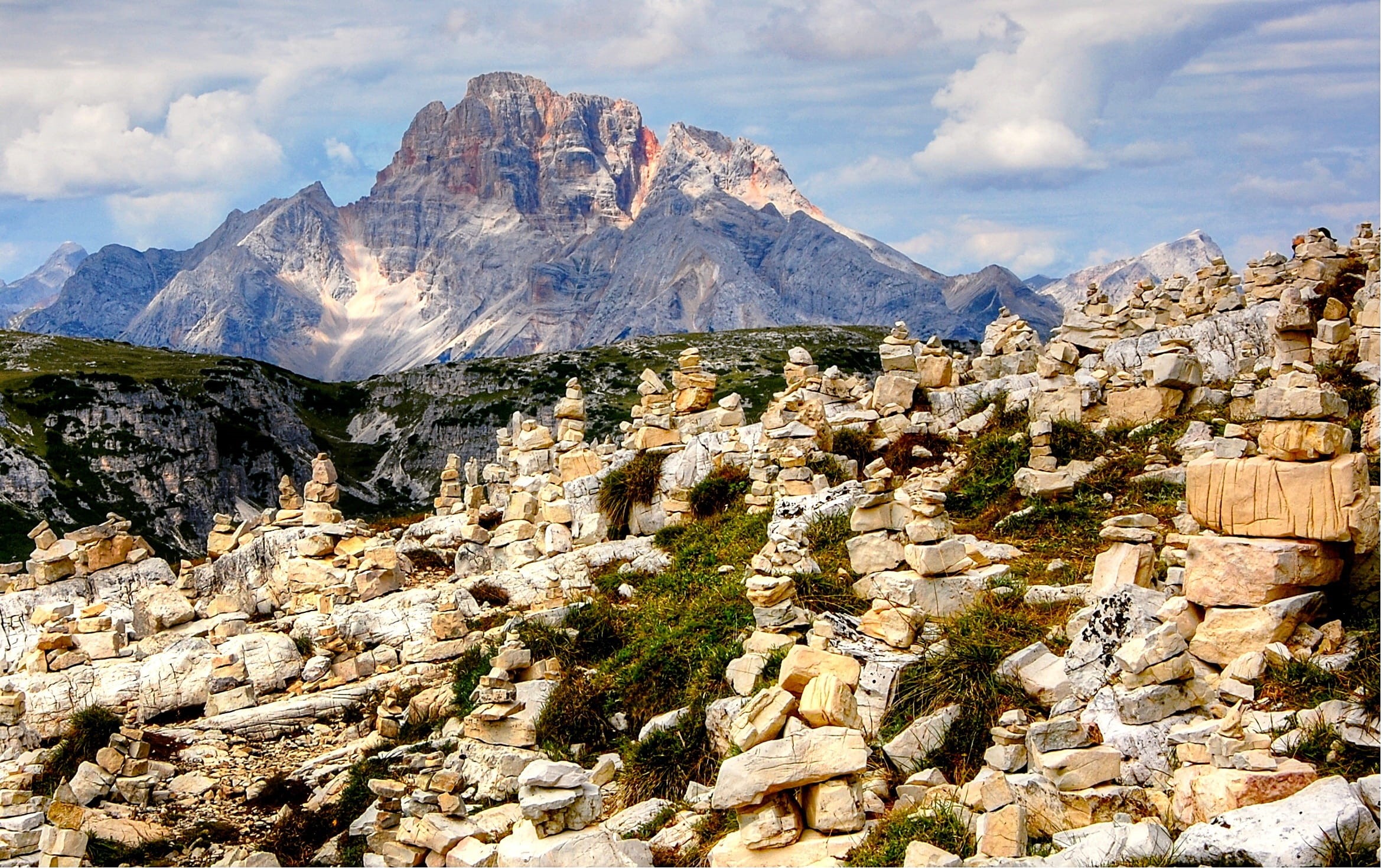 day, alm, tranquility, unesco world heritage, travel, hiking, panorama, view, tranquil scene, south tyrol, rubble field, no people, non-urban scene, cloud - sky, HD Wallpaper