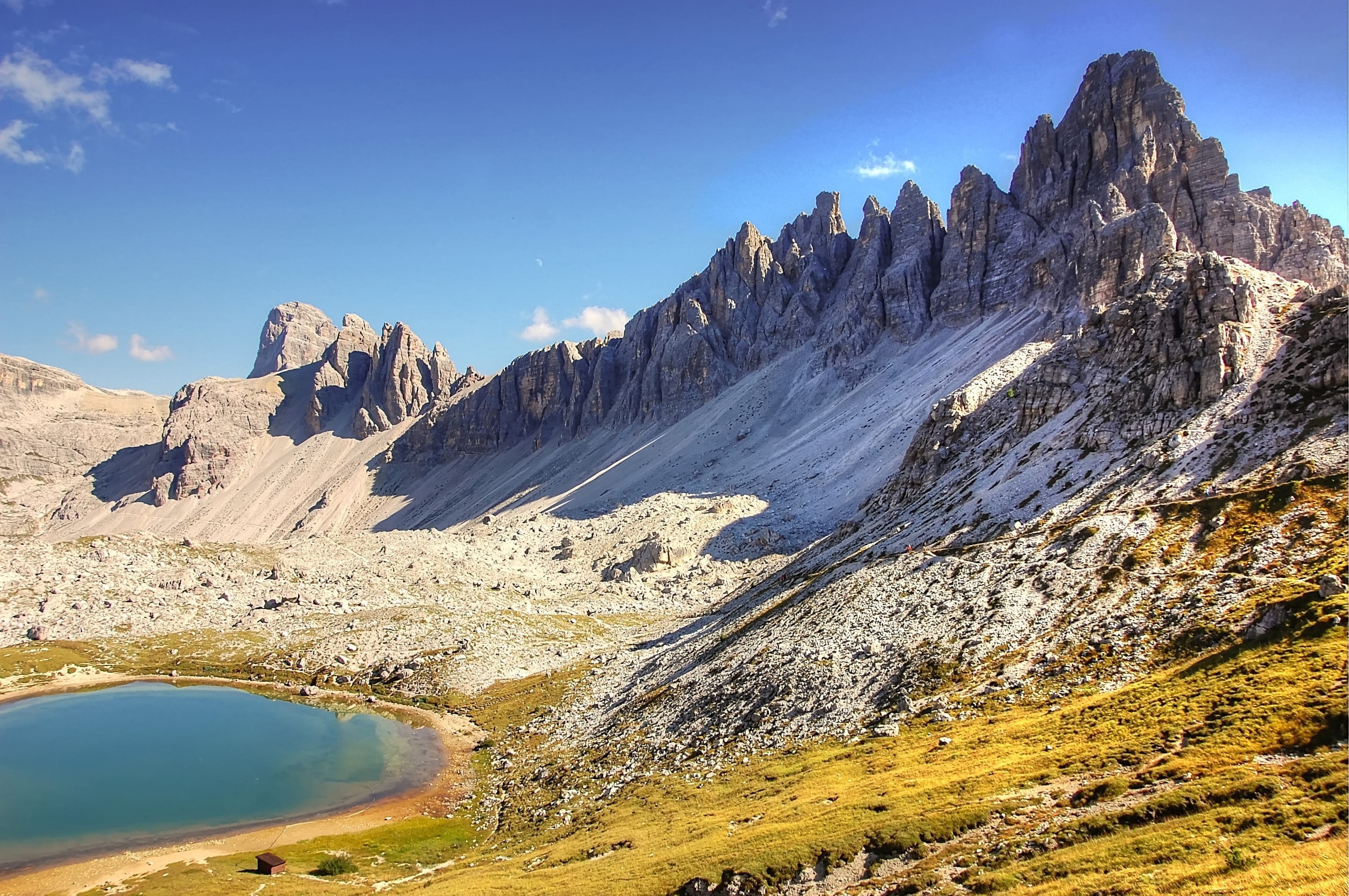 view, little lake, scenics - nature, mountains, romance, blue, rest, unesco world heritage, no people, rocky mountains, geology, formation, idyllic, environment, HD Wallpaper