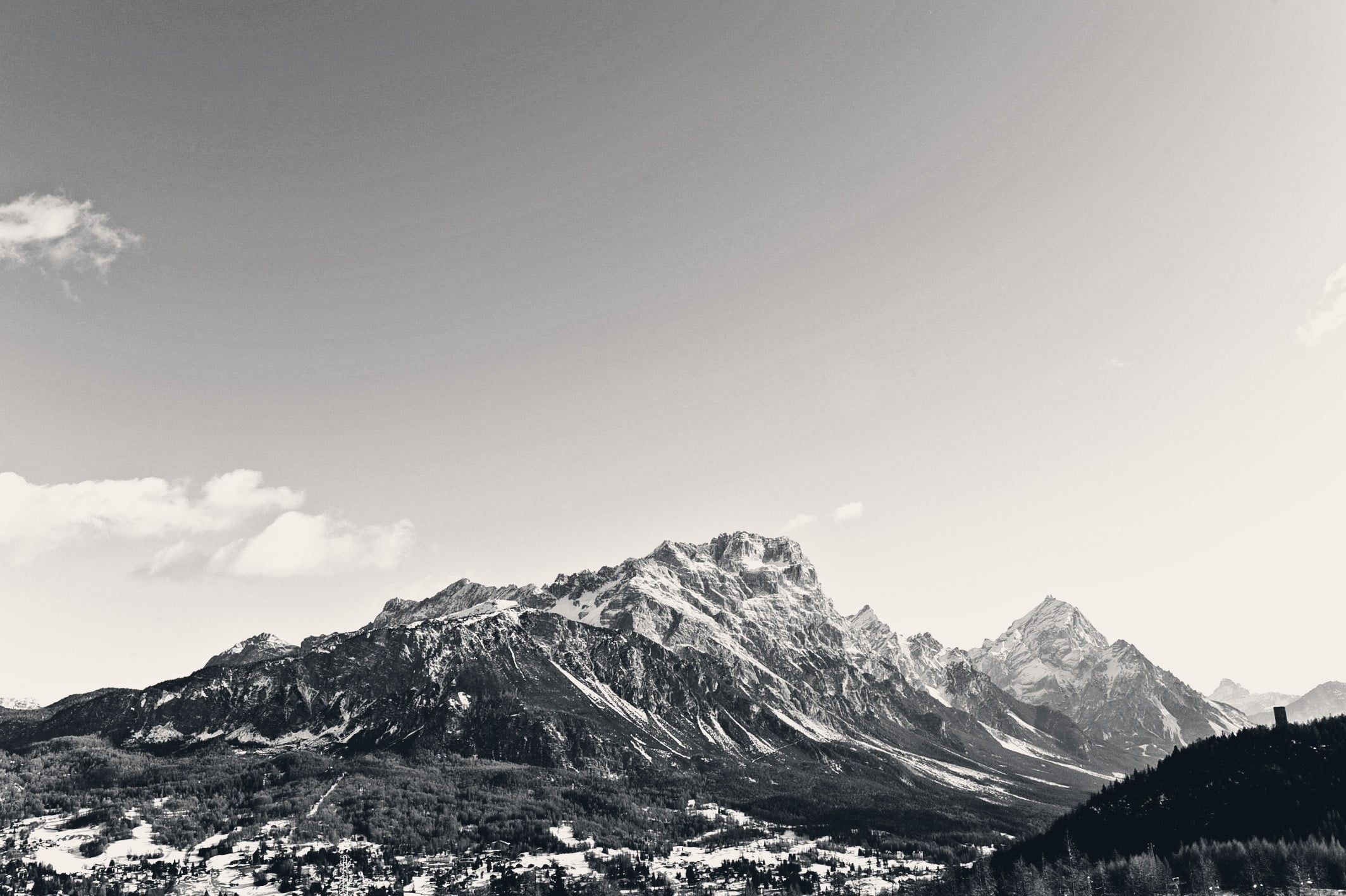 scenics - nature, photography, snowy peak, cold temperature, tranquility, nature, snow, environment, non-urban scene, sky, mountain range, monochrome, no people, HD Wallpaper