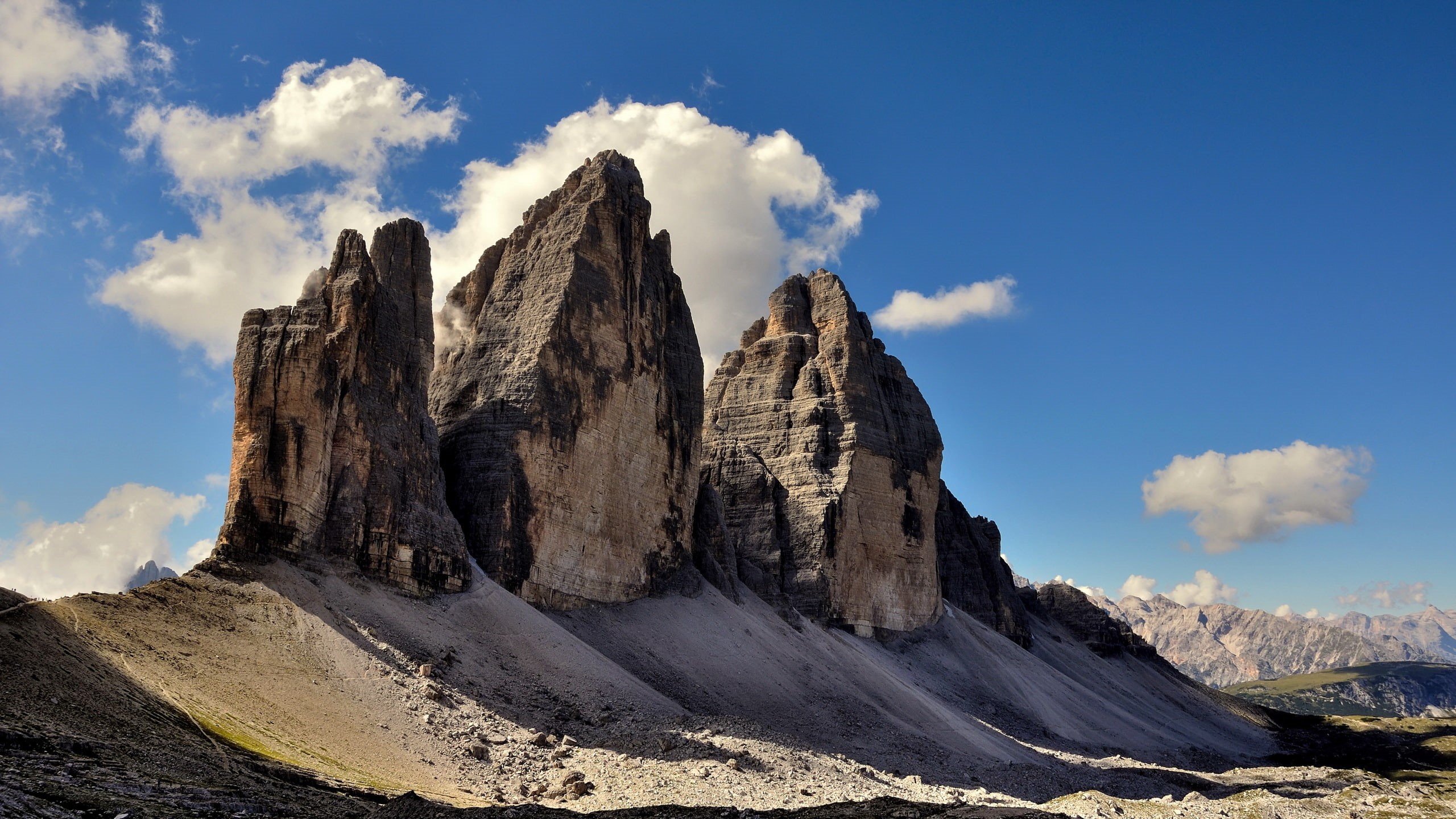 The Three Peaks Of Lavaredo, Dolomites, Italy, 2K, HD Wallpaper