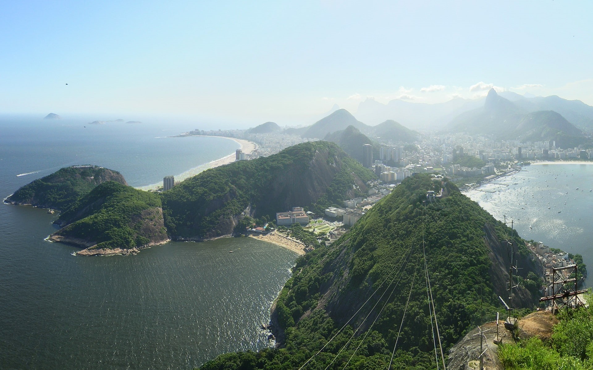 architecture, plant, water, Rio de Janeiro, no people, mountain, sky, high angle view, idyllic, tranquility, tranquil scene, non-urban scene, Brazil, travel destinations, HD Wallpaper