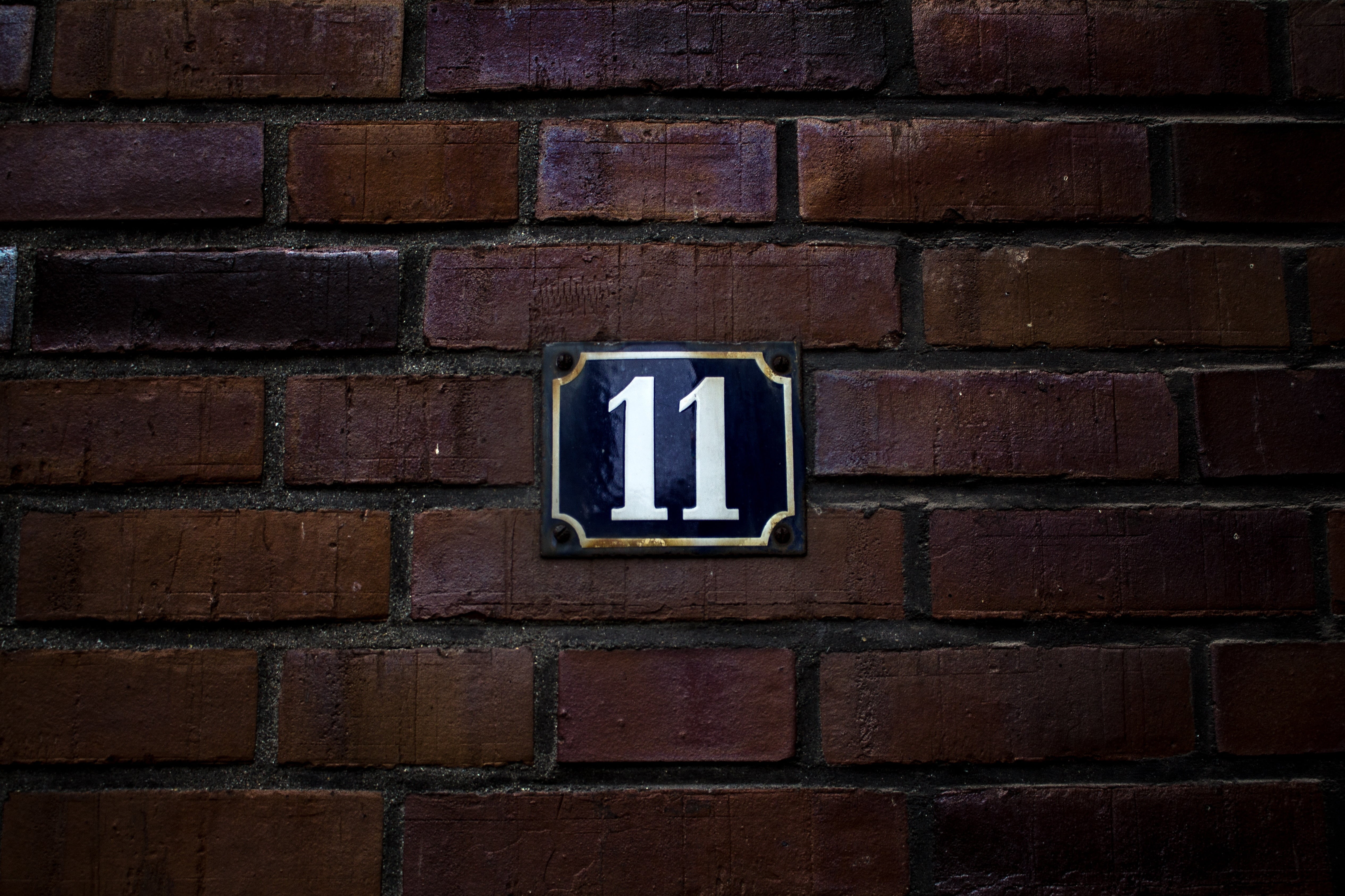 old, brick, brick Wall, black, silver colored, wall, number, close-up, full frame, no people, tablet, sign, red, day, architecture, geometric shape, shape, HD Wallpaper