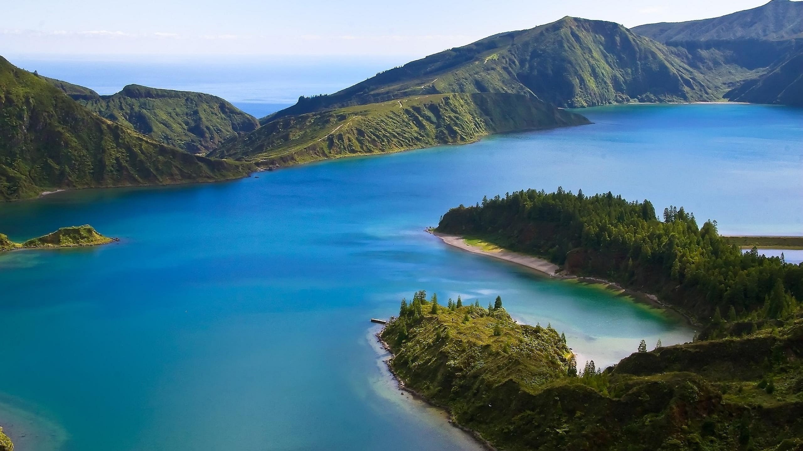 volcan, 2K, naturaleza, lago, bosque, HD Wallpaper