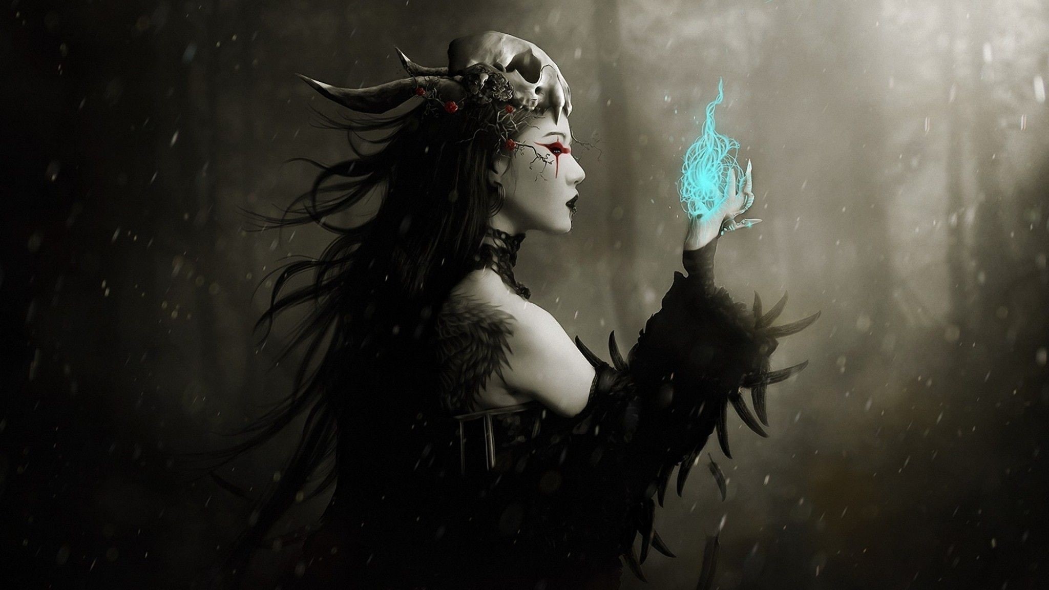 mystery, beautiful woman, bosque, dark, bruja, 1080P, outdoors, women, beauty, females, hairstyle, one person, clothing, glamour, hair, long hair, surreal, HD Wallpaper
