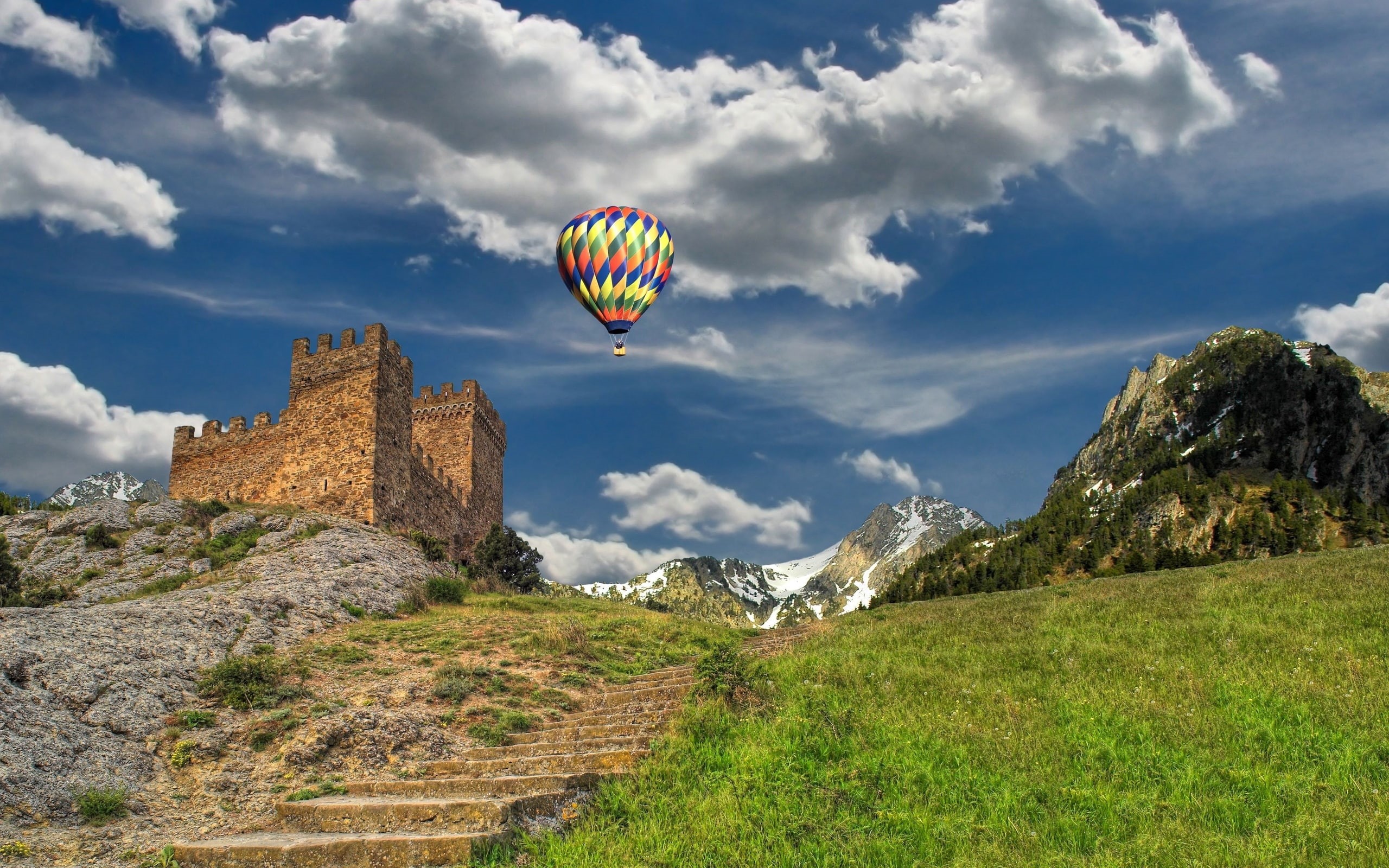 2K, paisaje, aerostatico, globo, naturaleza, HD Wallpaper