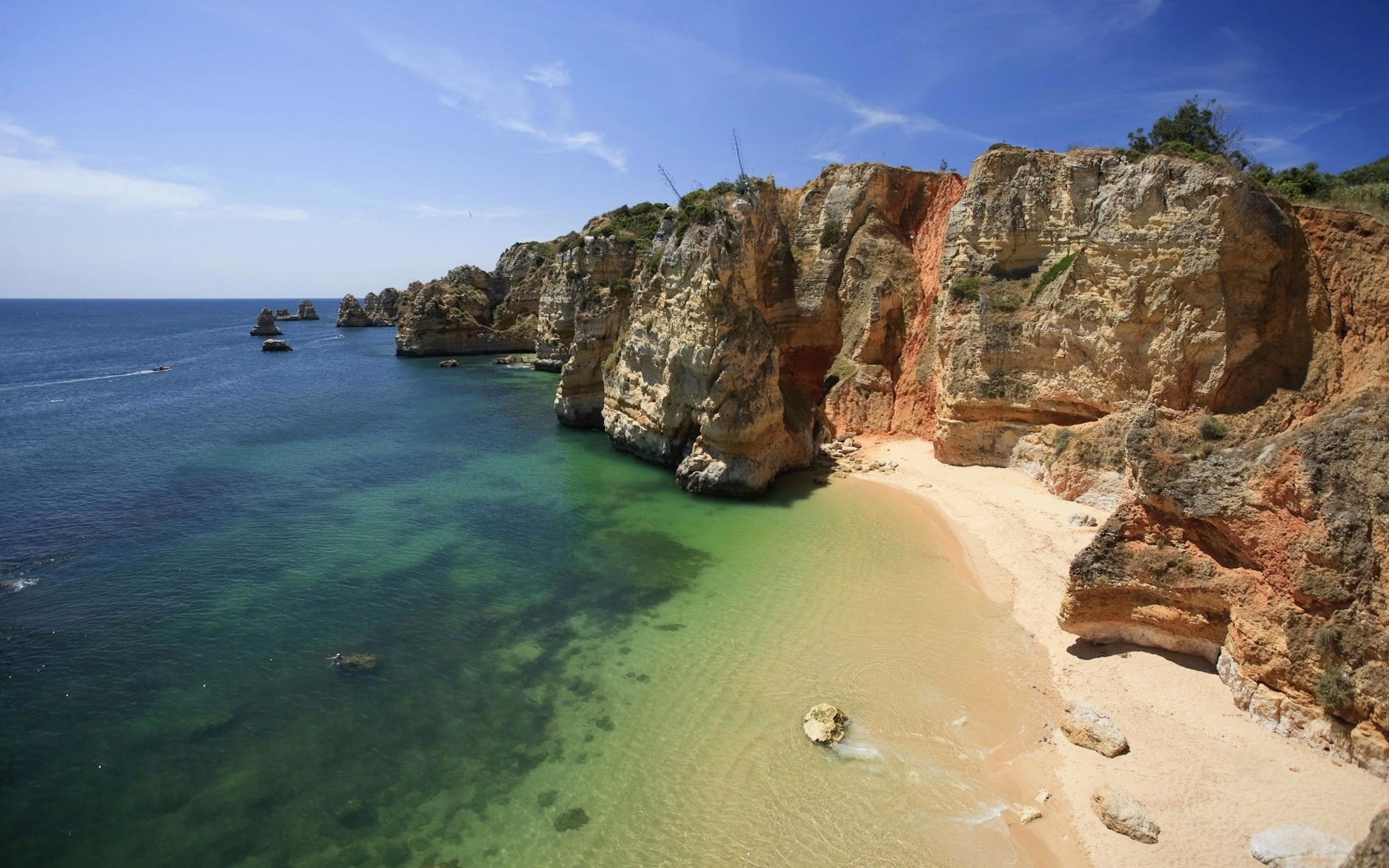 landscape, nature, ponta da piedade, sea, 1080P, cliff, coast, HD Wallpaper