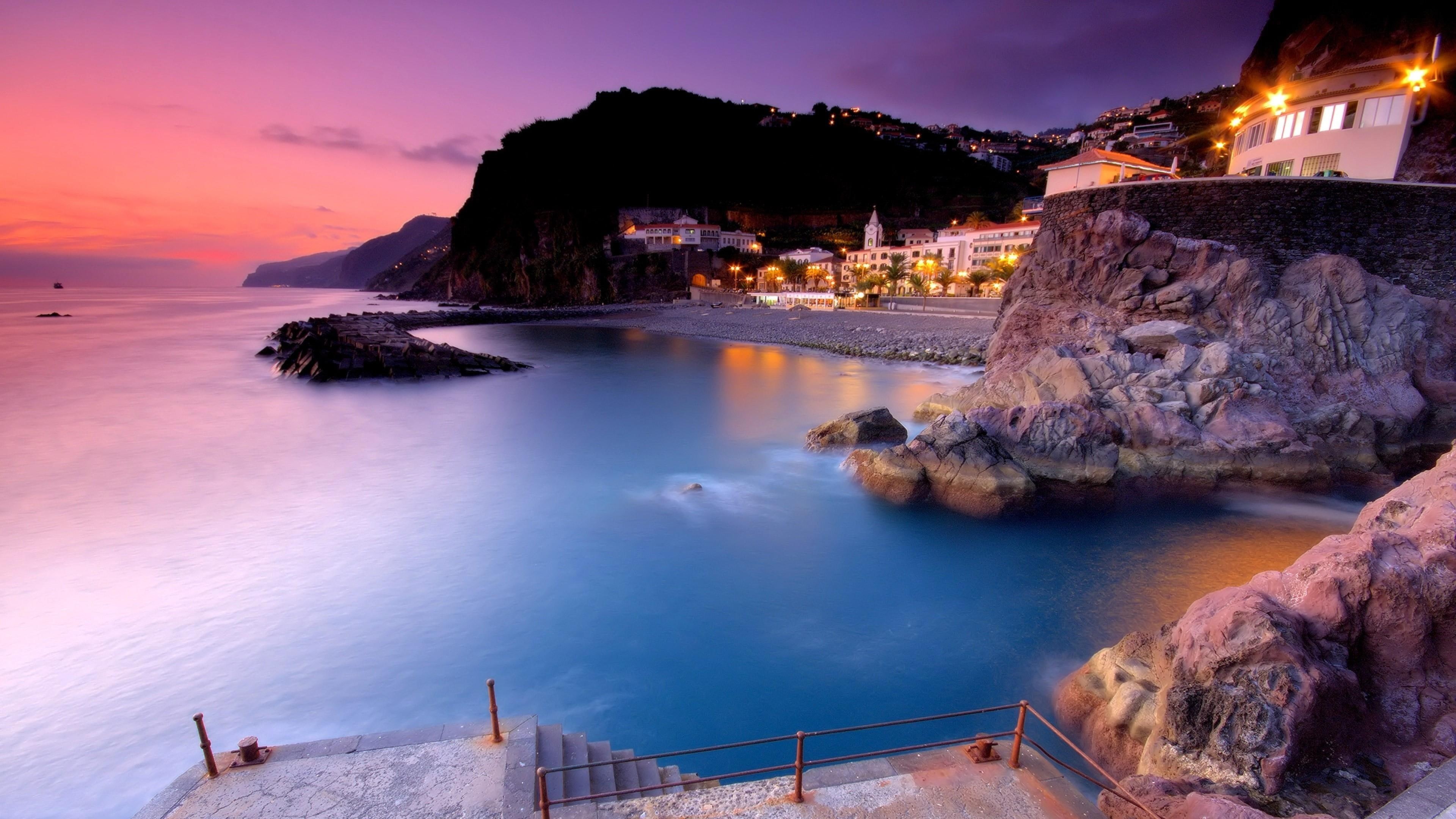sunset, portugal, europe, ponta do sol, madeira, mountain, archipelago, coast, 4K, atlantic ocean, island, HD Wallpaper