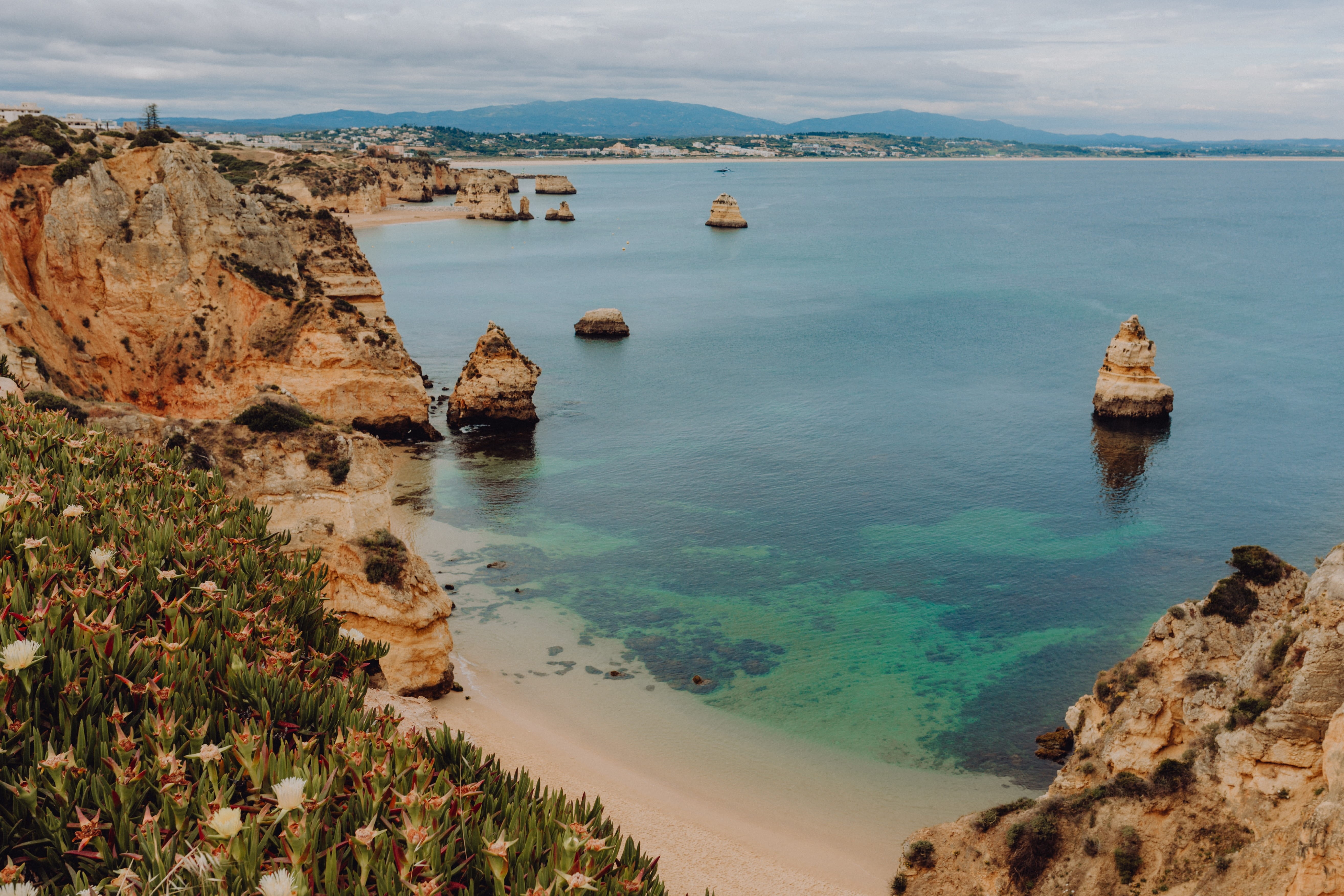 portugal, day, tranquil scene, no people, seaside, cloud - sky, rock formation, scenics - nature, land, bay, vacations, summer, beach, rock, vacation, solid, HD Wallpaper
