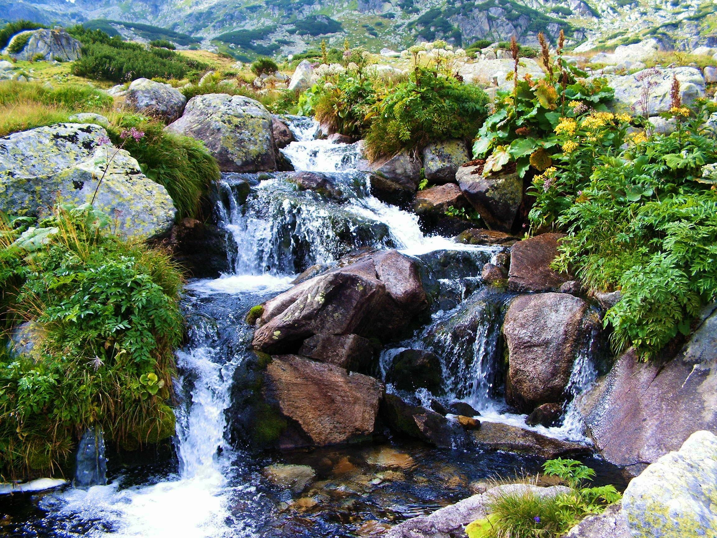 speedy, mountain, torrent, water, 1080P, beauty, 3d and abstract, blue, HD Wallpaper