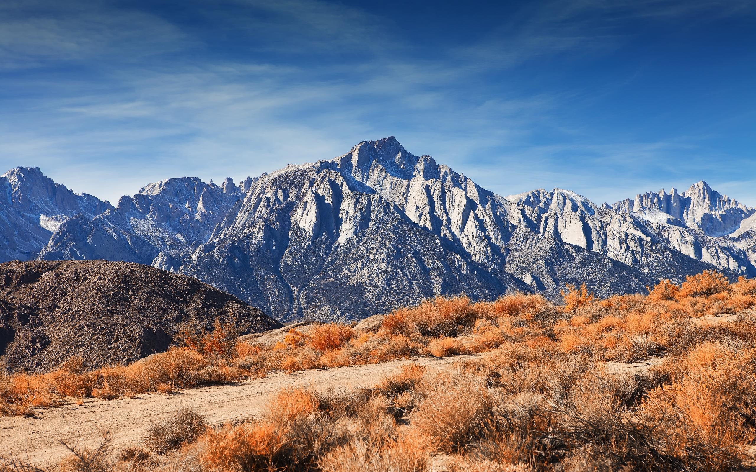 blue, 2K, 3d and abstract, clouds, nature, mt, beautiful, desert, skies, whitney, valley, mounatins, HD Wallpaper