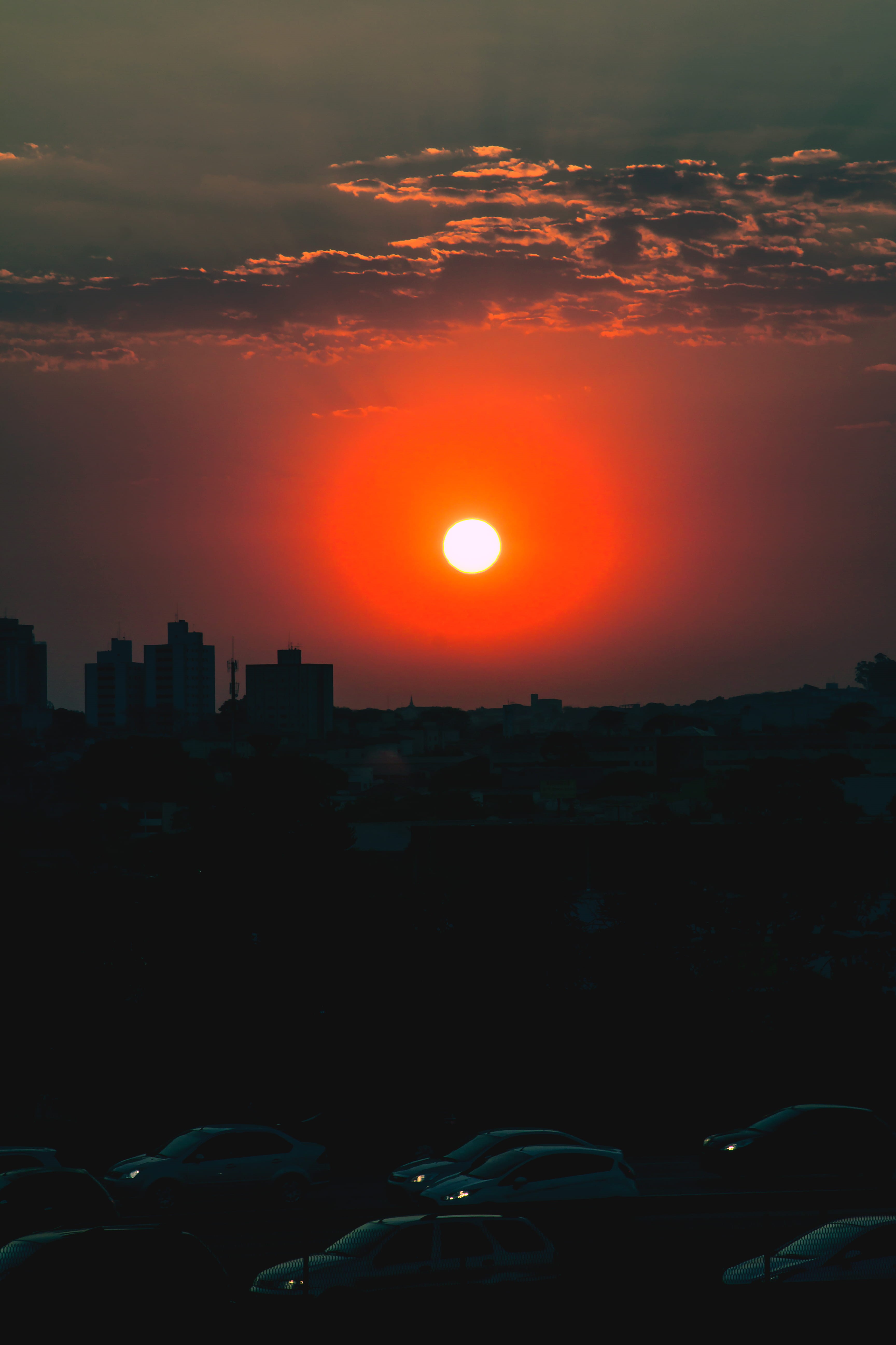 silhouette, sao paulo, skyscraper, buildings, nature, 5K, built structure, sky, romantic sky, office building exterior, brazil, sun, beauty in nature, Phone HD Wallpaper