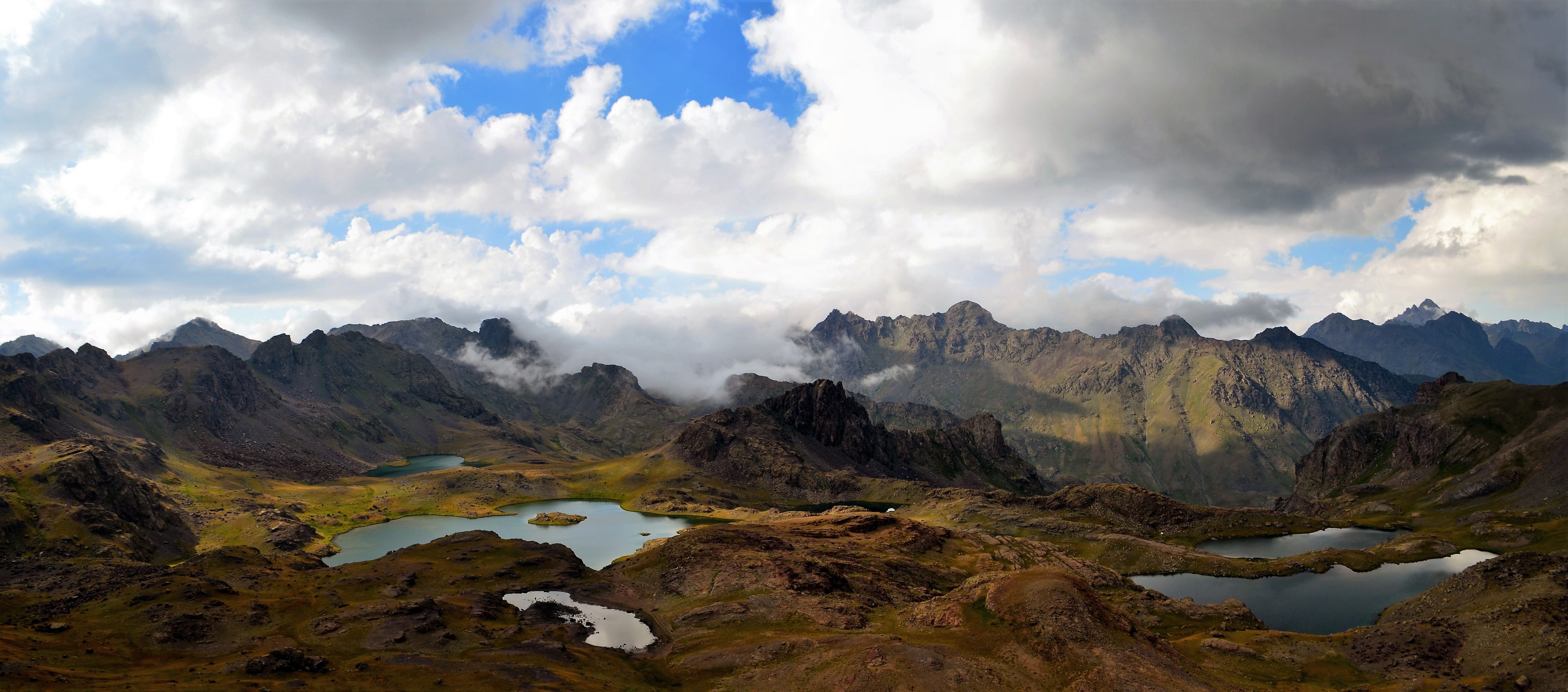 water, wilderness, rural, scenics, kaçkars, grass, mountain Peak, aerial, valley, natural turkey, travel destinations, no People, cloud - Sky, cloudscape, HD Wallpaper