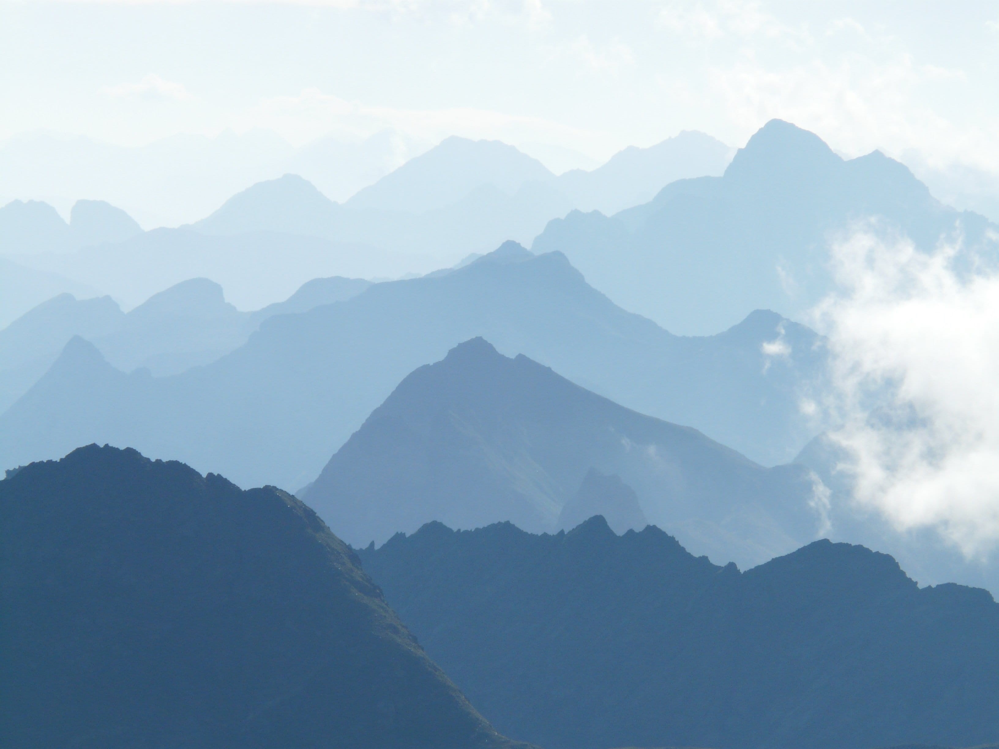 tranquil scene, wide, panorama, nature, pico aneto, environment, scenics, china - East Asia, green, landscape, pyrenees, leisure, fog, burrs, silhouette, HD Wallpaper