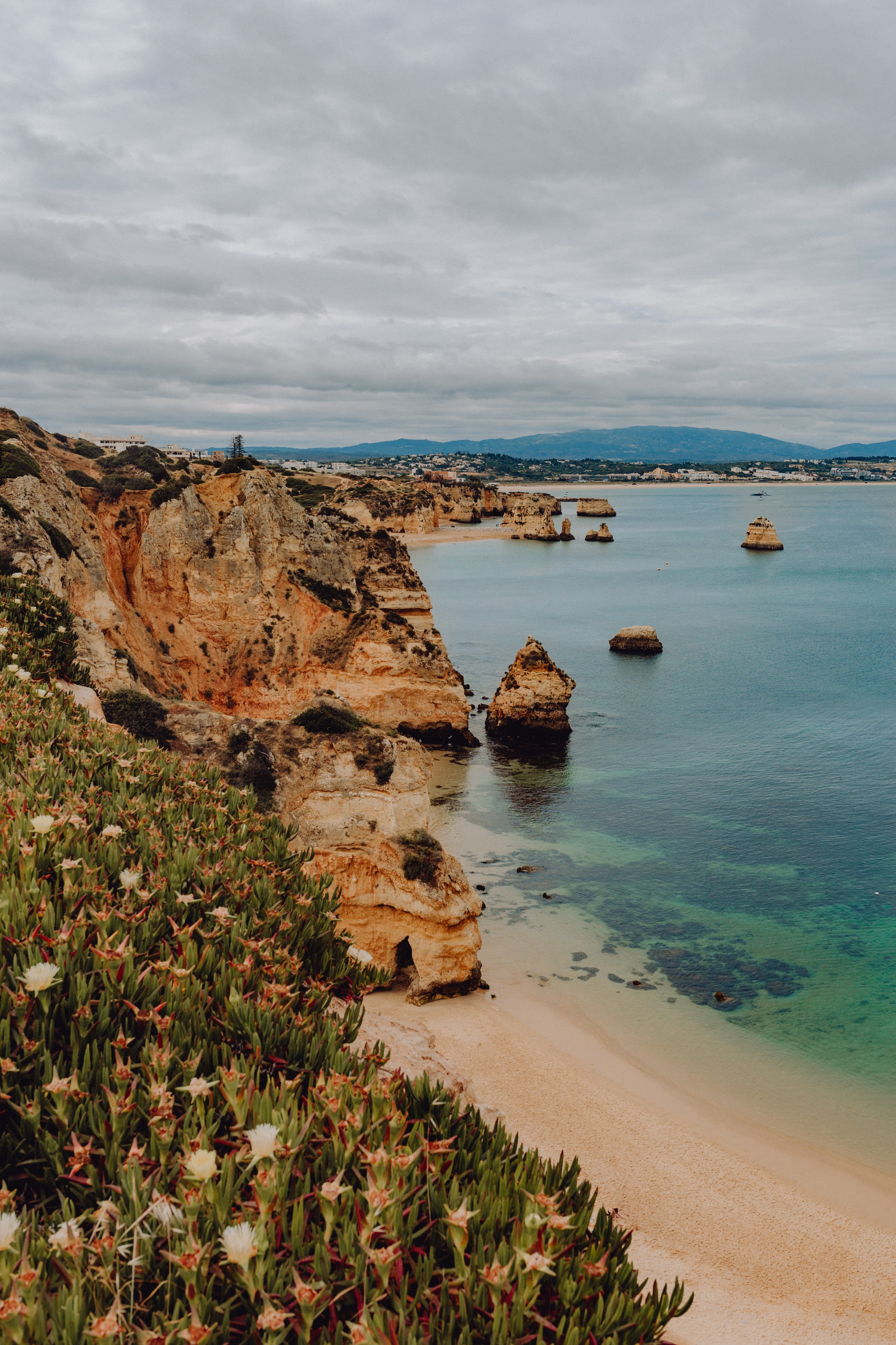 horizon over water, Europe, praia, water, eroded, camilo, Lagos, rock - object, land, scenics - nature, rock, summer, tranquil scene, ocean, solid, vacation, Phone HD Wallpaper