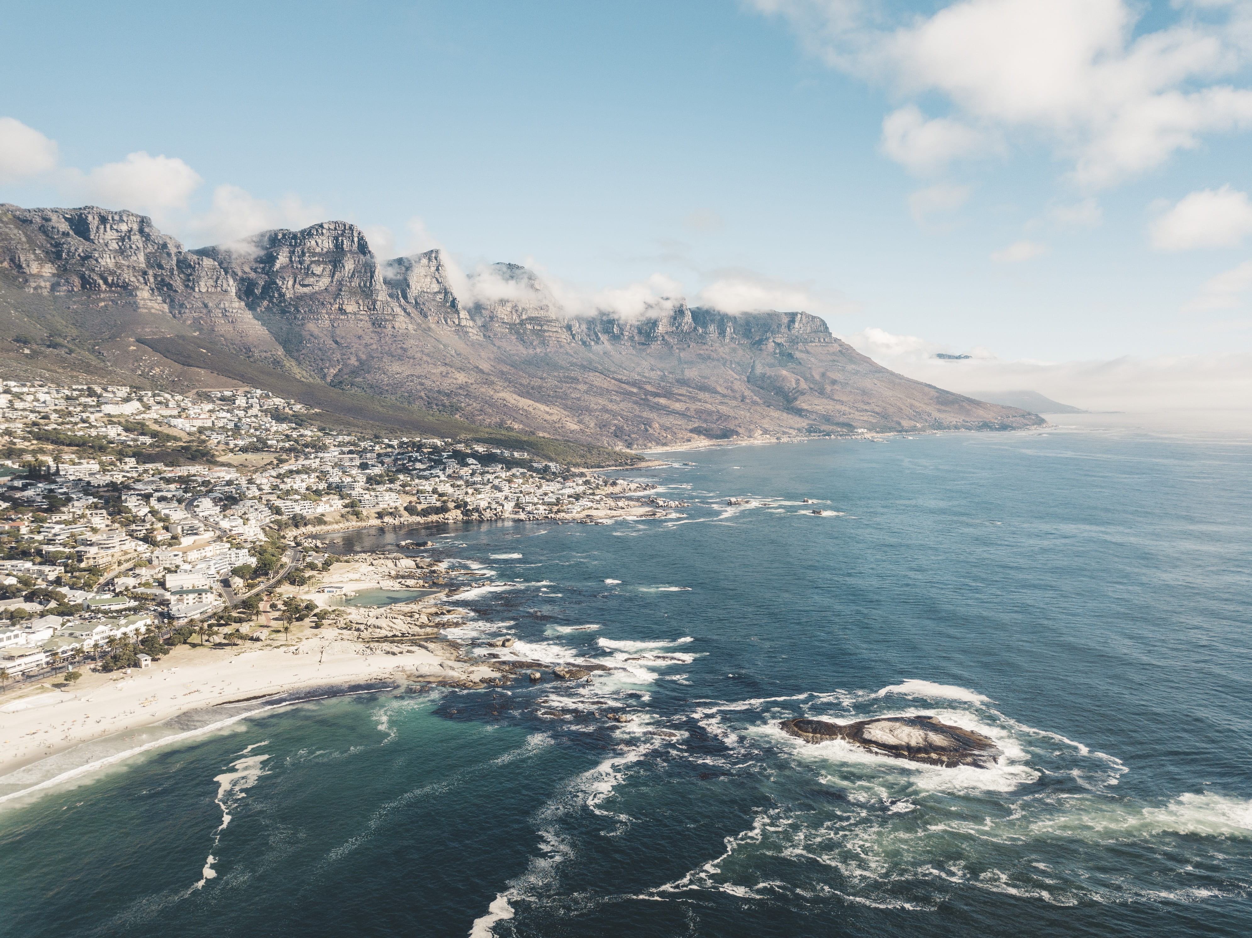 tranquil scene, day, sky, mountain range, dji, paradise, outdoor, body, seaside, outdoors, aerial, water, beauty in nature, cape point, view, drone, seashore, HD Wallpaper