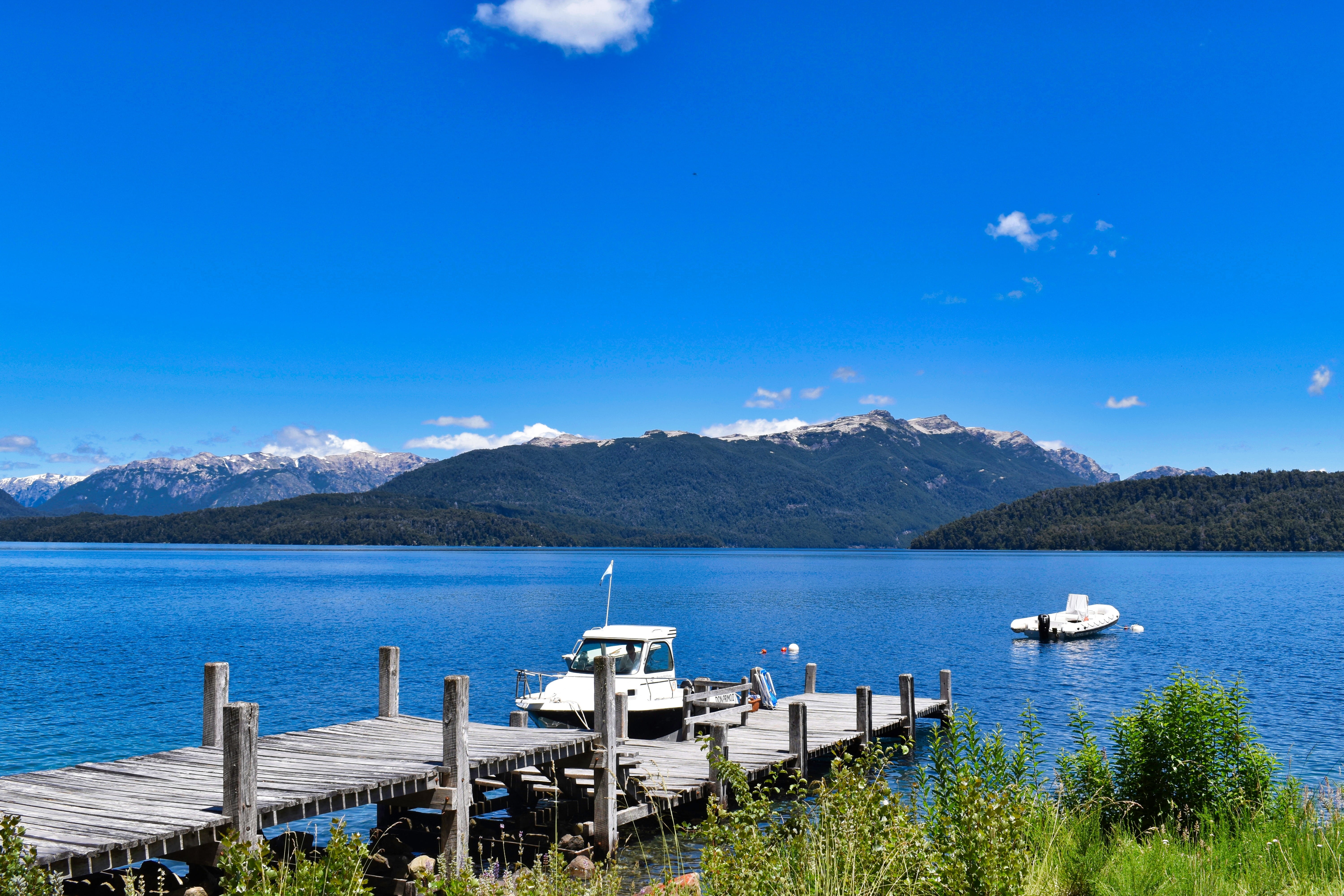 blue, tranquil scene, argentina, scenics - nature, boat, transportation, correntoso lake and river hotel, nature, beauty in nature, pesca, turismo, lago, HD Wallpaper