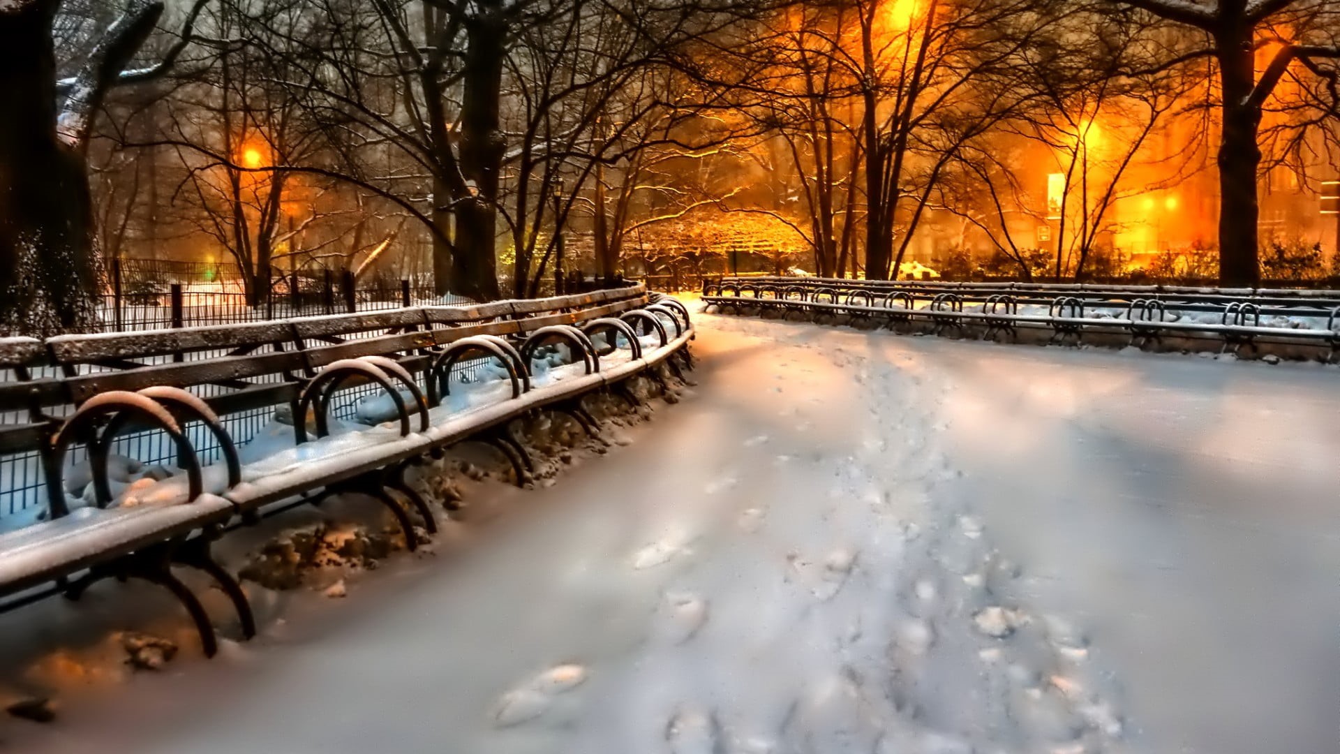orange color, water, outdoors, park, scandinavia, vacation, cold temperature, sunset, scenics - nature, beach, transportation, snow, scenery, covering, HD Wallpaper