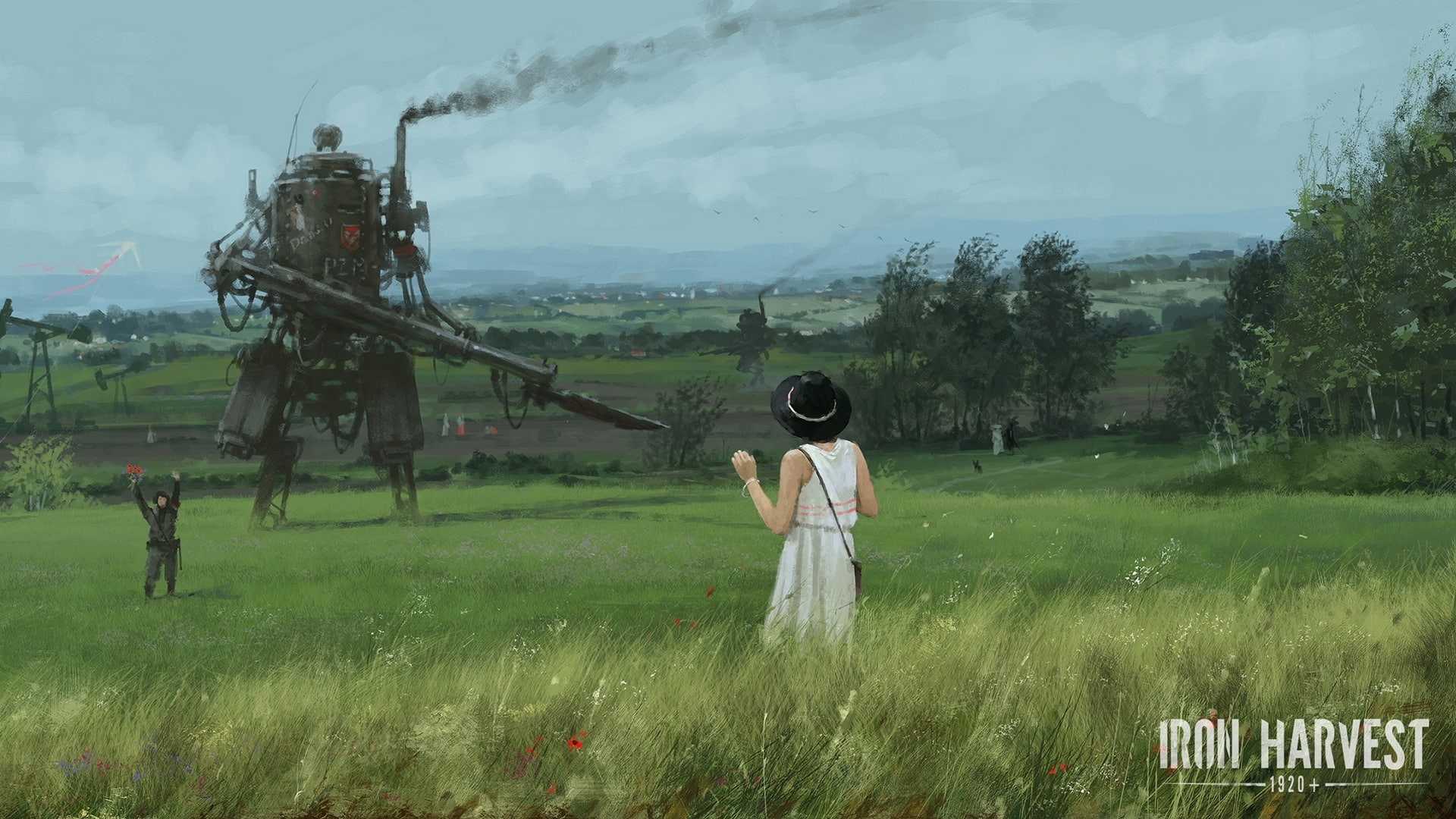 outdoors, Iron Harvest, environment, leisure activity, plant, real people, technology, field, Polania Republic (Iron Harvest), growth, green color, 1080P, HD Wallpaper