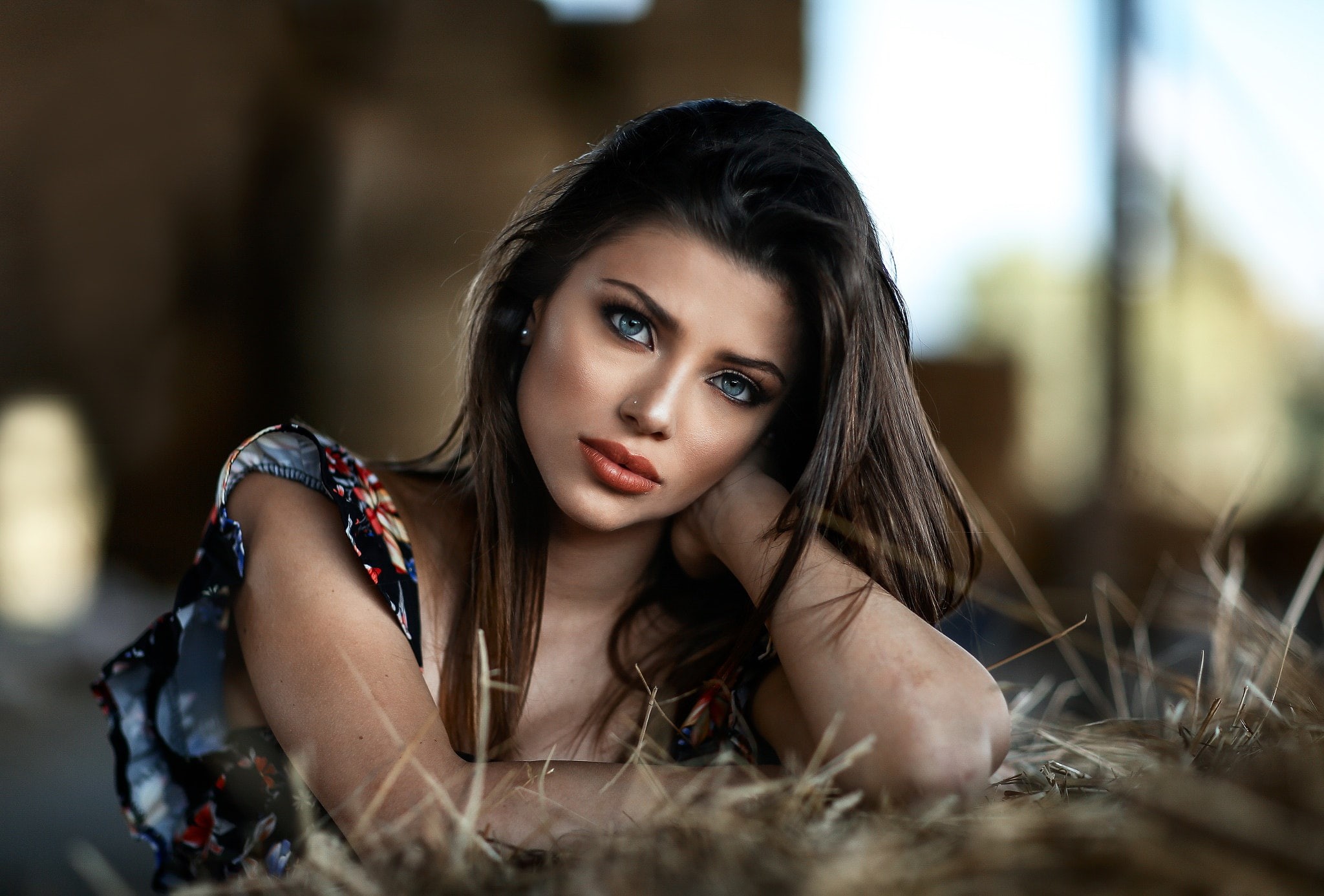 1080P, women, portrait, face, Alessandro Di Cicco, dark hair, HD Wallpaper
