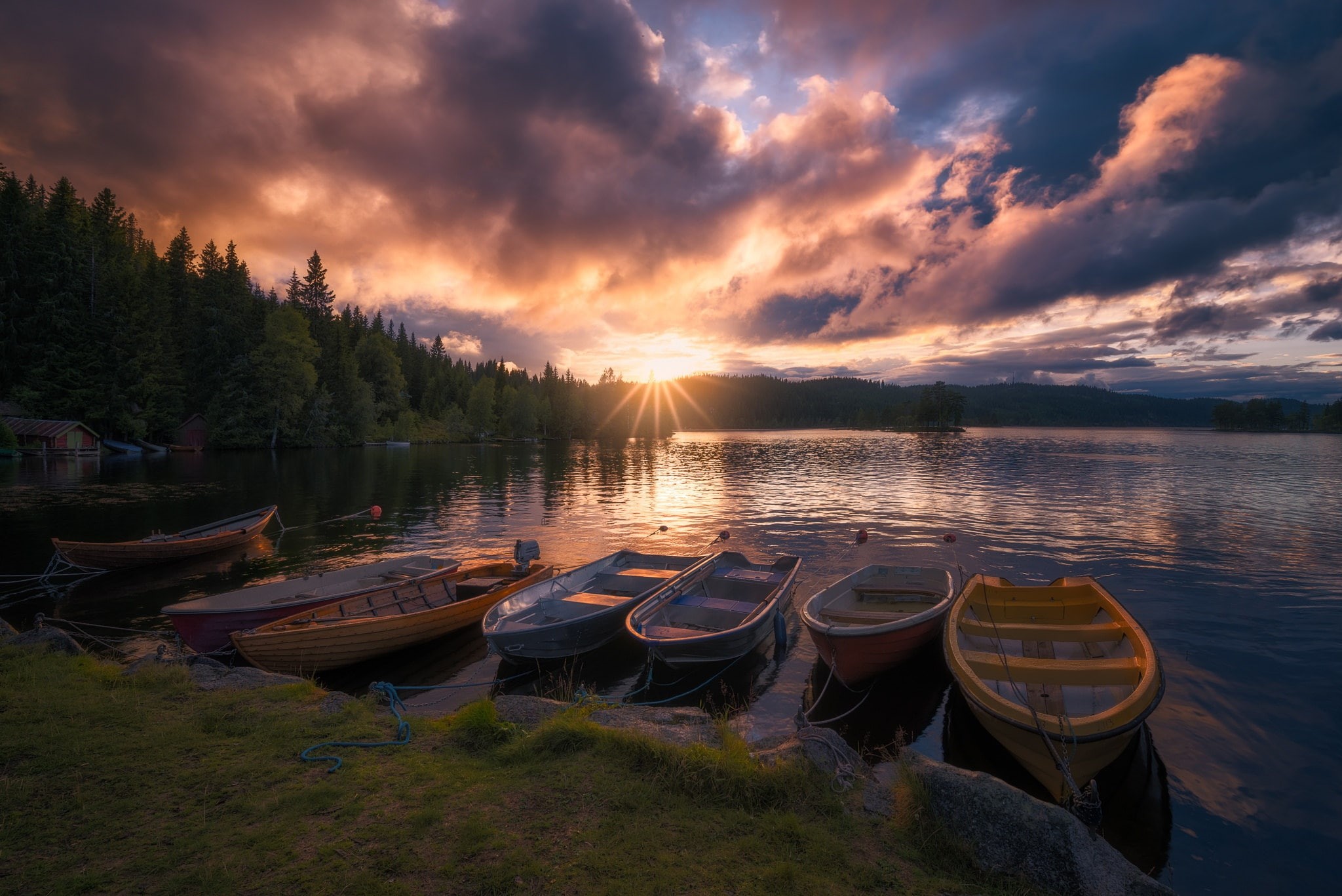 Norway, 1080P, Ringerike, Øyangen, boats, HD Wallpaper
