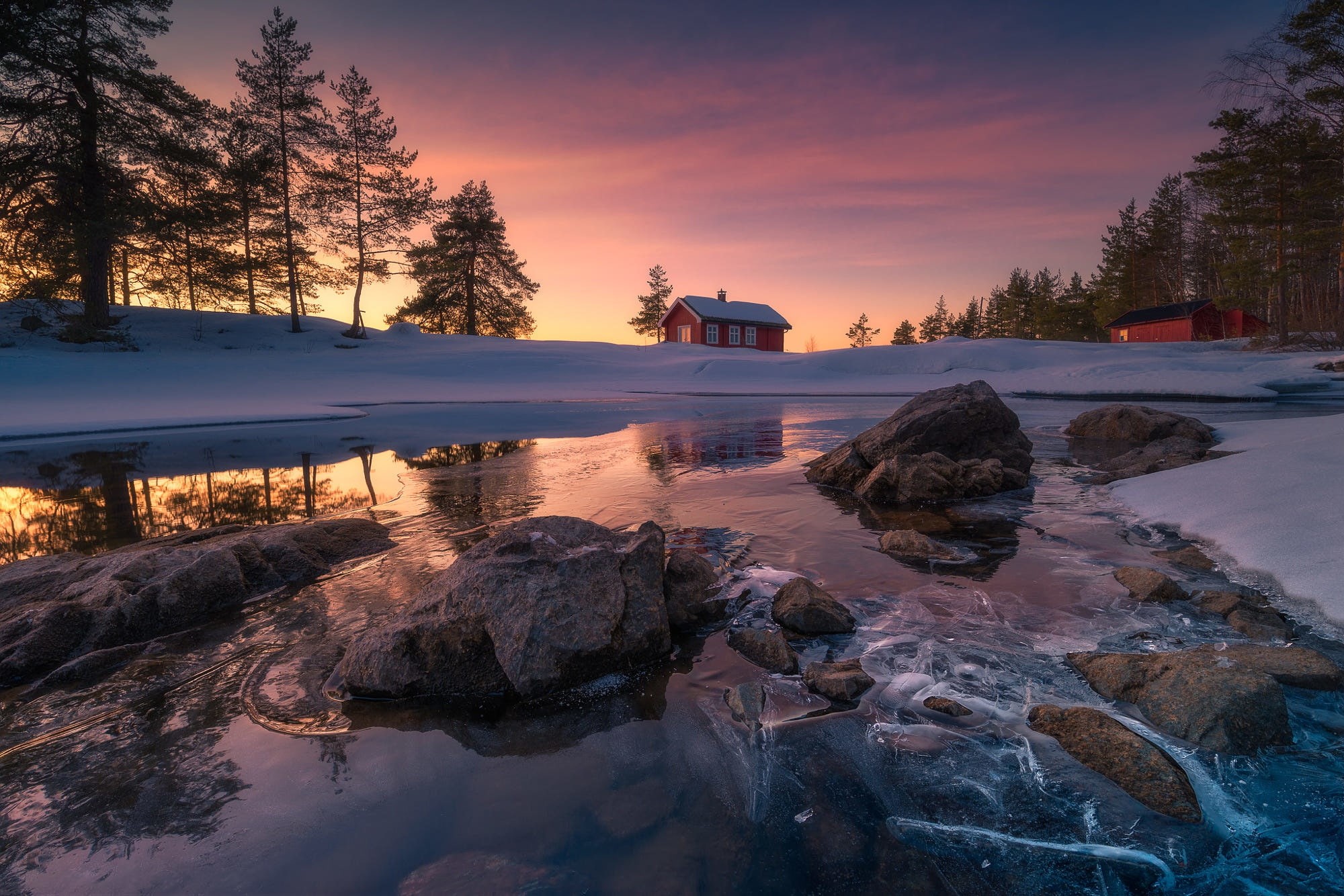 Ringerike, snow, ice, 1080P, Norway, house, HD Wallpaper