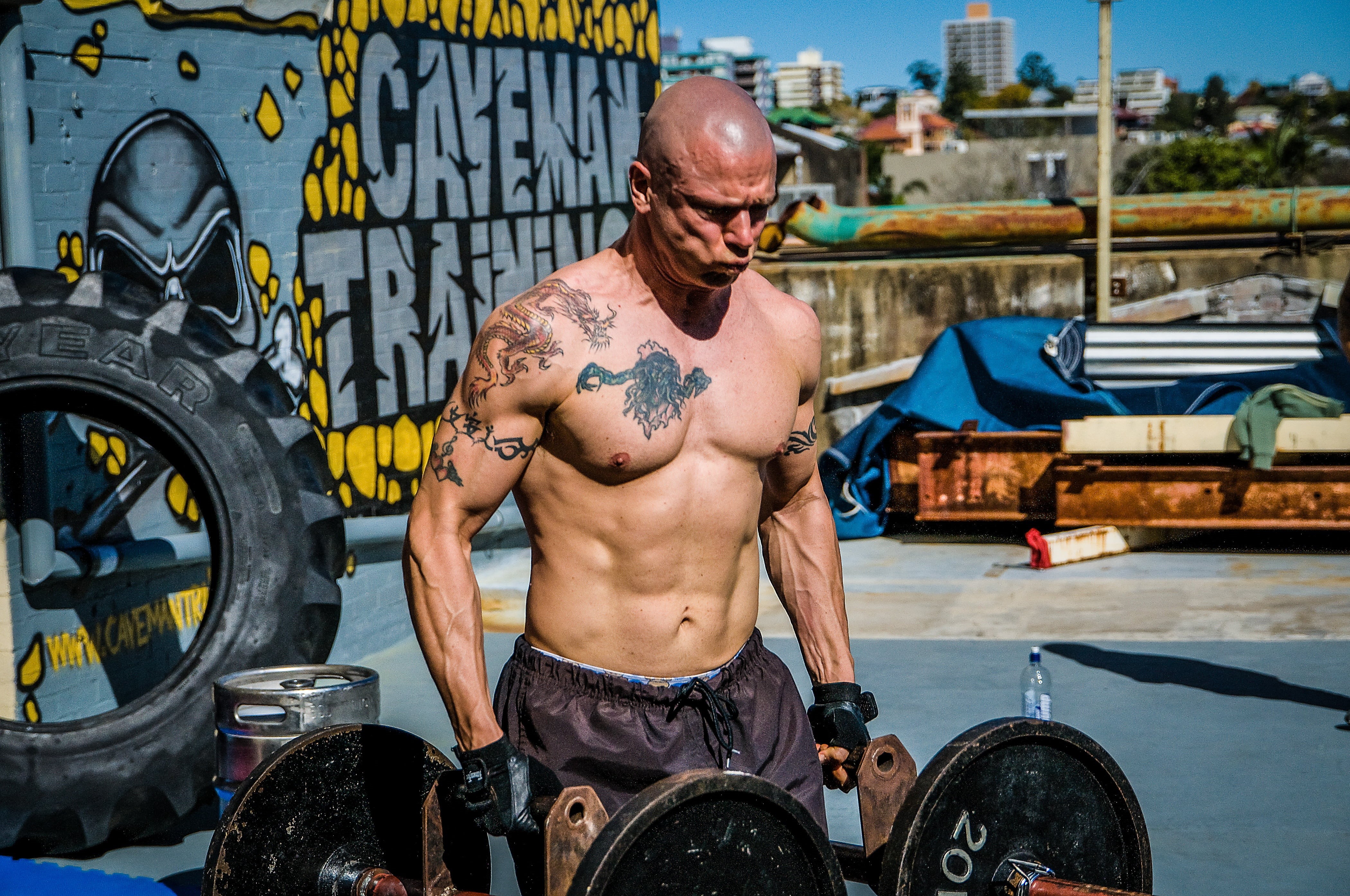wielding, one man only, people, crossfit, carrying, heavy weight, 4K, differing abilities, vitality, adult, barbells, real people, working out, effort, HD Wallpaper