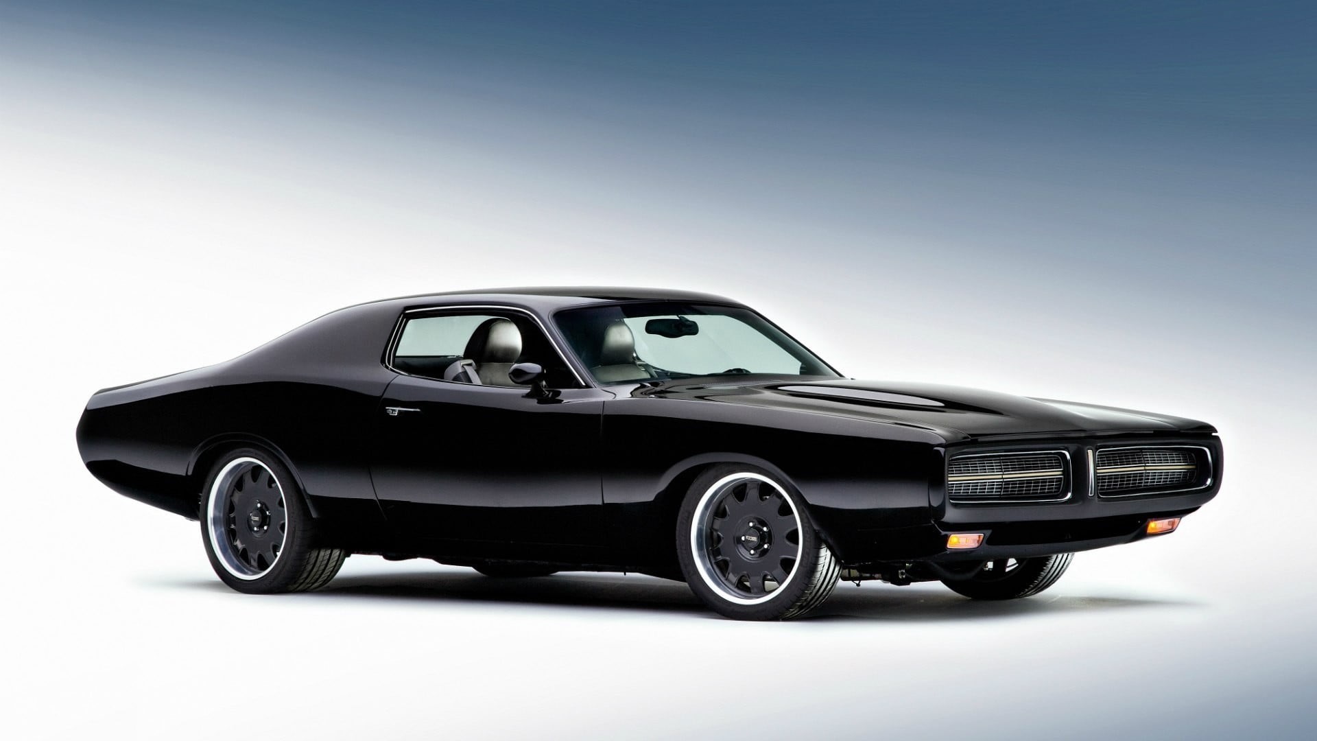 small, luxury, retro styled, chrome, gray, copy space, motor vehicle, sports car, driving, side view, transportation, black, Dodge Super Bee, coupe, 1080P, HD Wallpaper
