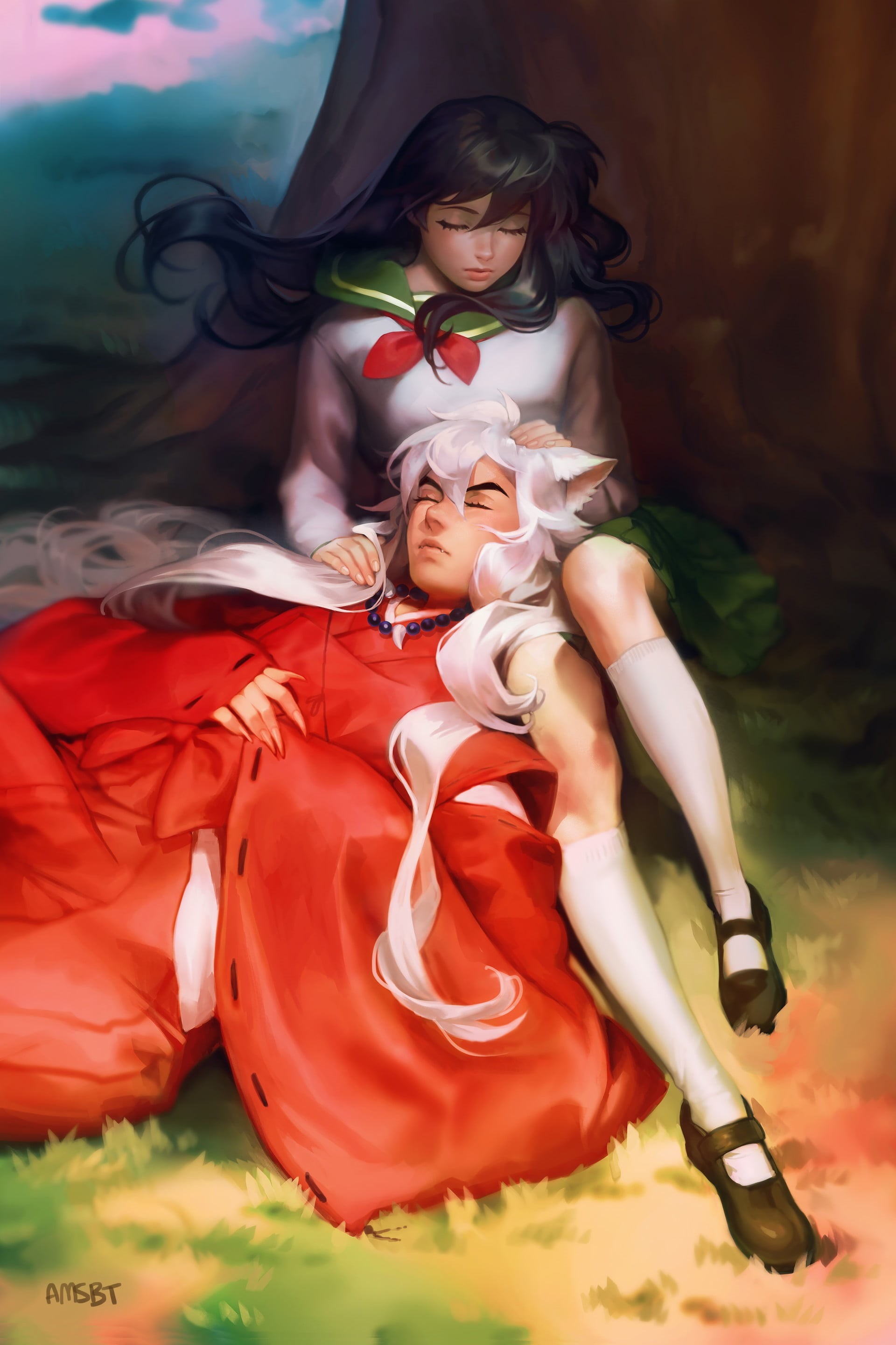 family, kagumi, innocence, Inuyasha, smiling, offspring, cheerful, full length, childhood, women, child, fun, enjoyment, females, 2K, people, anime, white hair, Phone HD Wallpaper