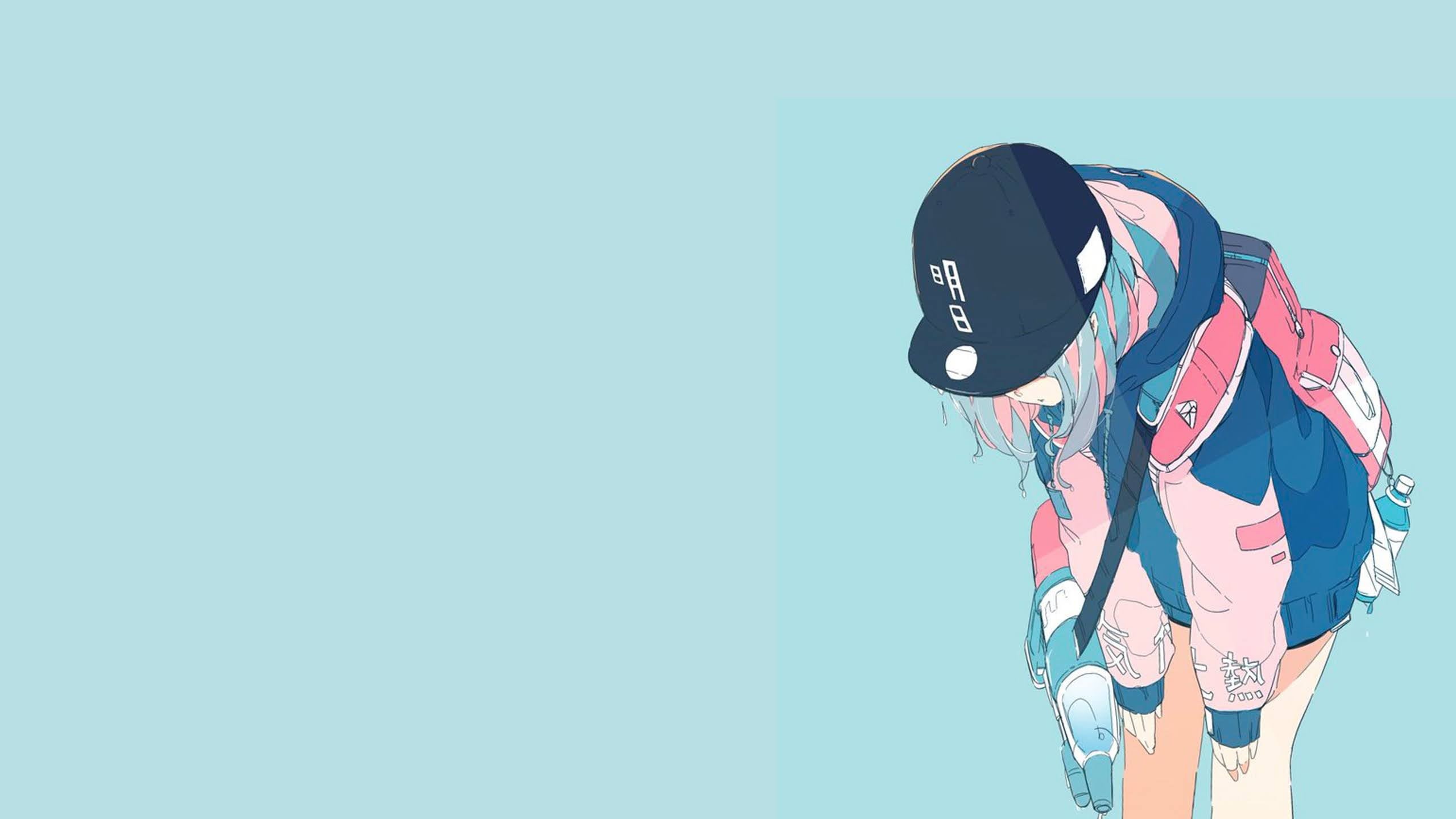 standing, legs, Head tilt, minimalism, anime, 2K, daisukerichard, anime girls, HD Wallpaper