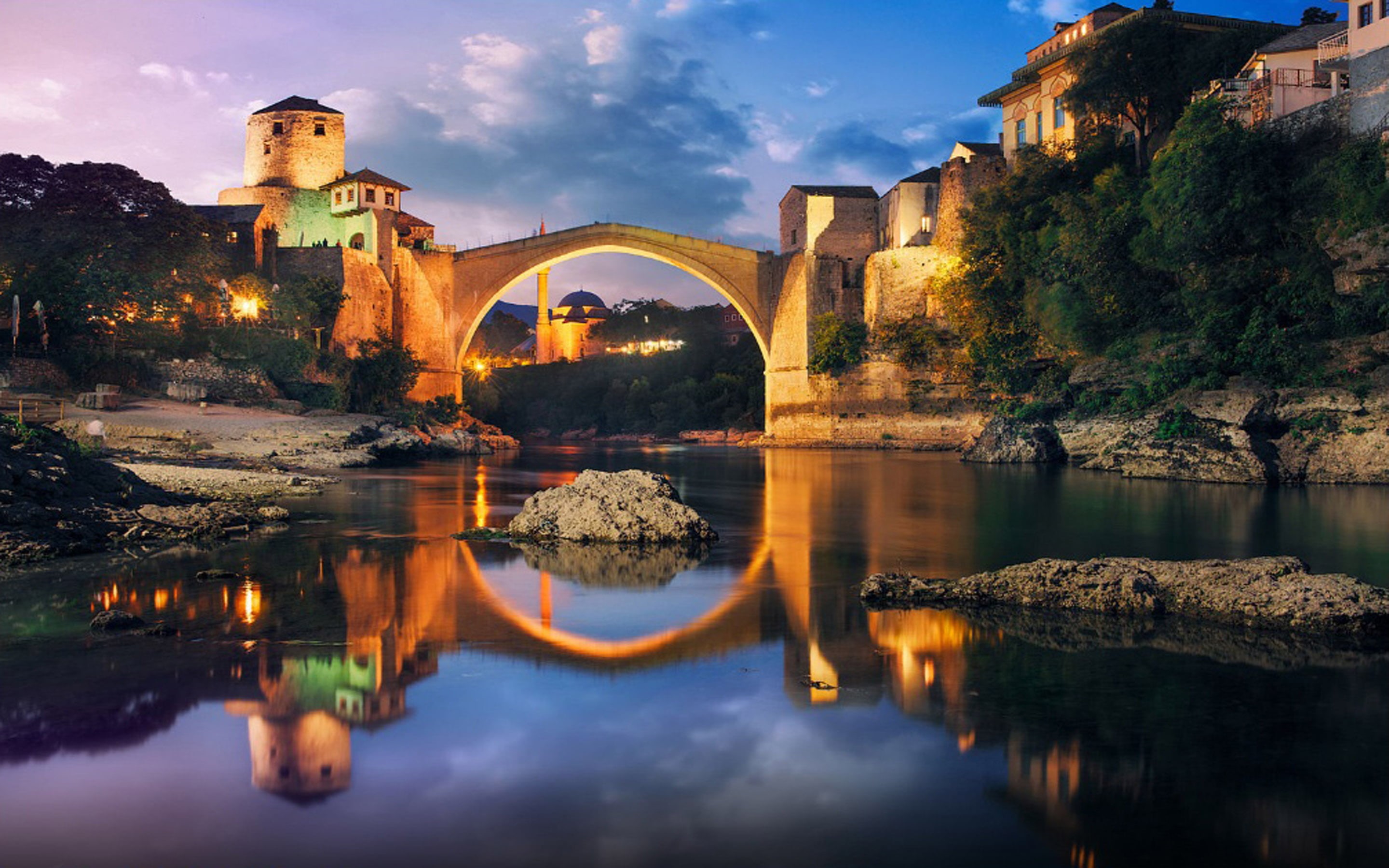 bridge, herzegovina, mostar, river, nature, history, no people, water, bridge - man made structure, 2K, building exterior, travel destinations, outdoors, HD Wallpaper