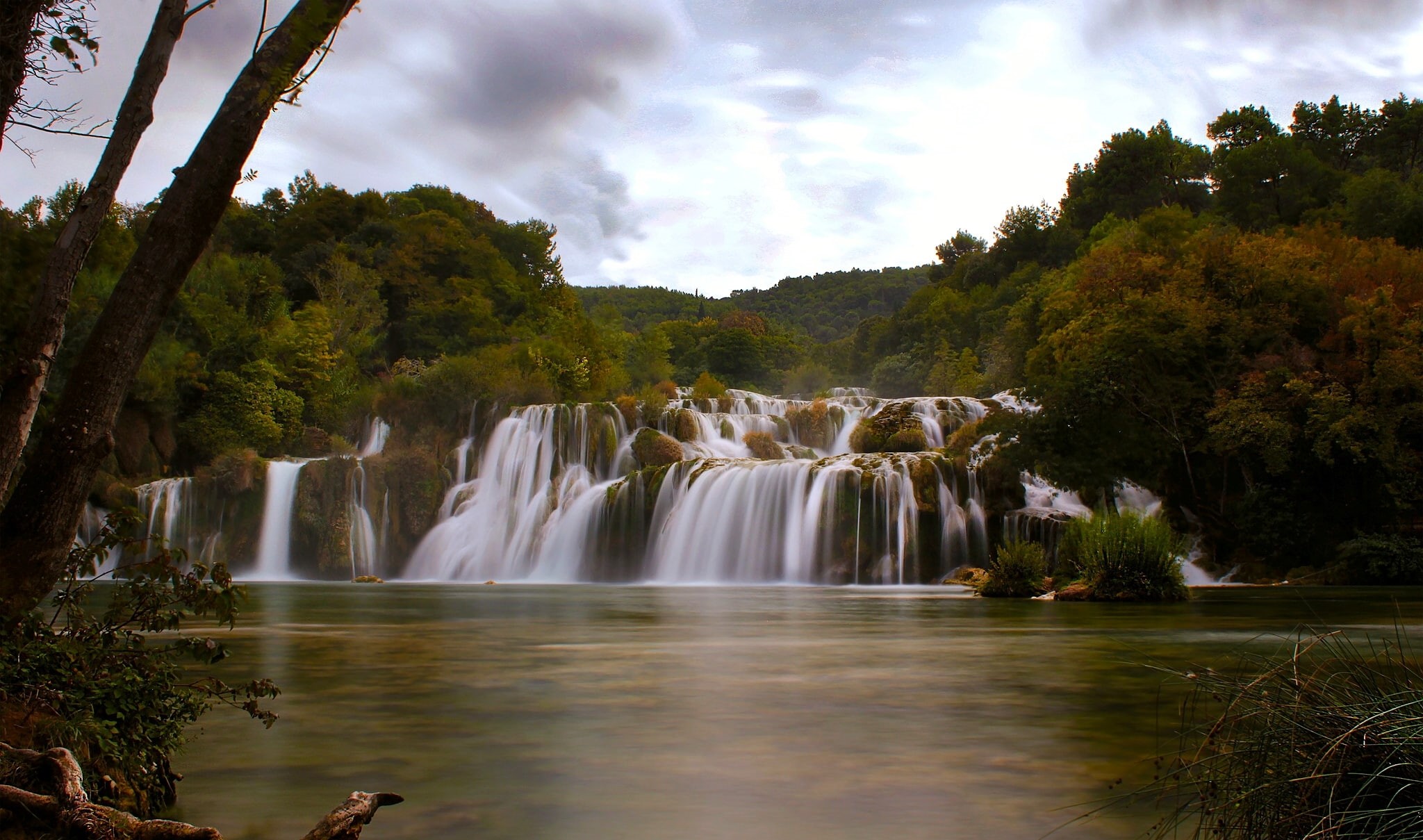 waterfall, Krka National Park, cascade, autumn, Dalmatia, the river Krka, river, 1080P, Skradinski Buk, Croatia, Krka River, HD Wallpaper
