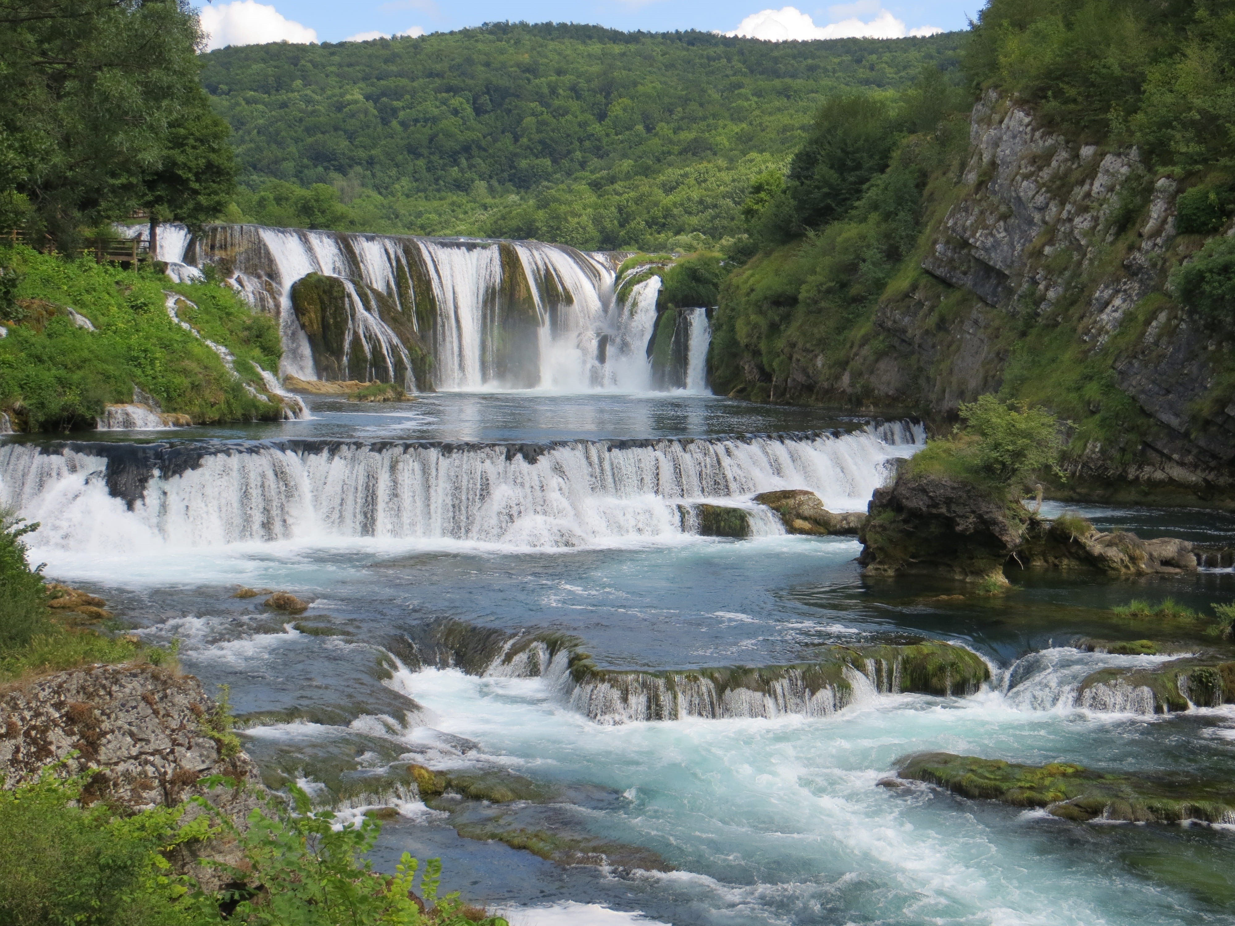 long exposure, flowing water, scenic, forest, nacionalni park una, day, flowing, waterfall, outdoors, srtbacki abdomen, bosnia, river, land, plant, rock - object, HD Wallpaper
