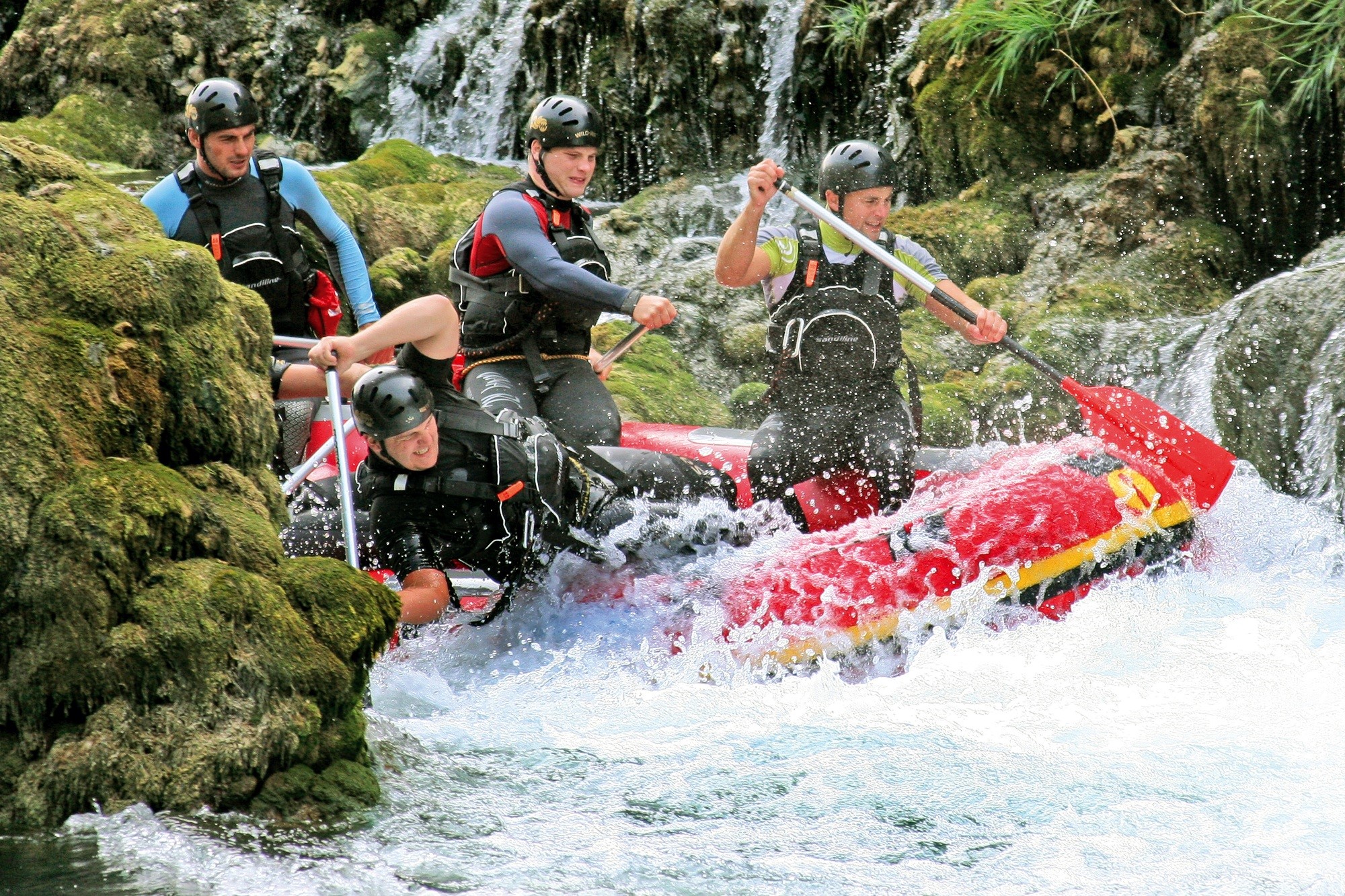 helmet, oar, adult, water, men, excitement, life jacket, leisure activity, nature, splashing, fun, rafting, inflatable, bosnia, group of people, motion, HD Wallpaper