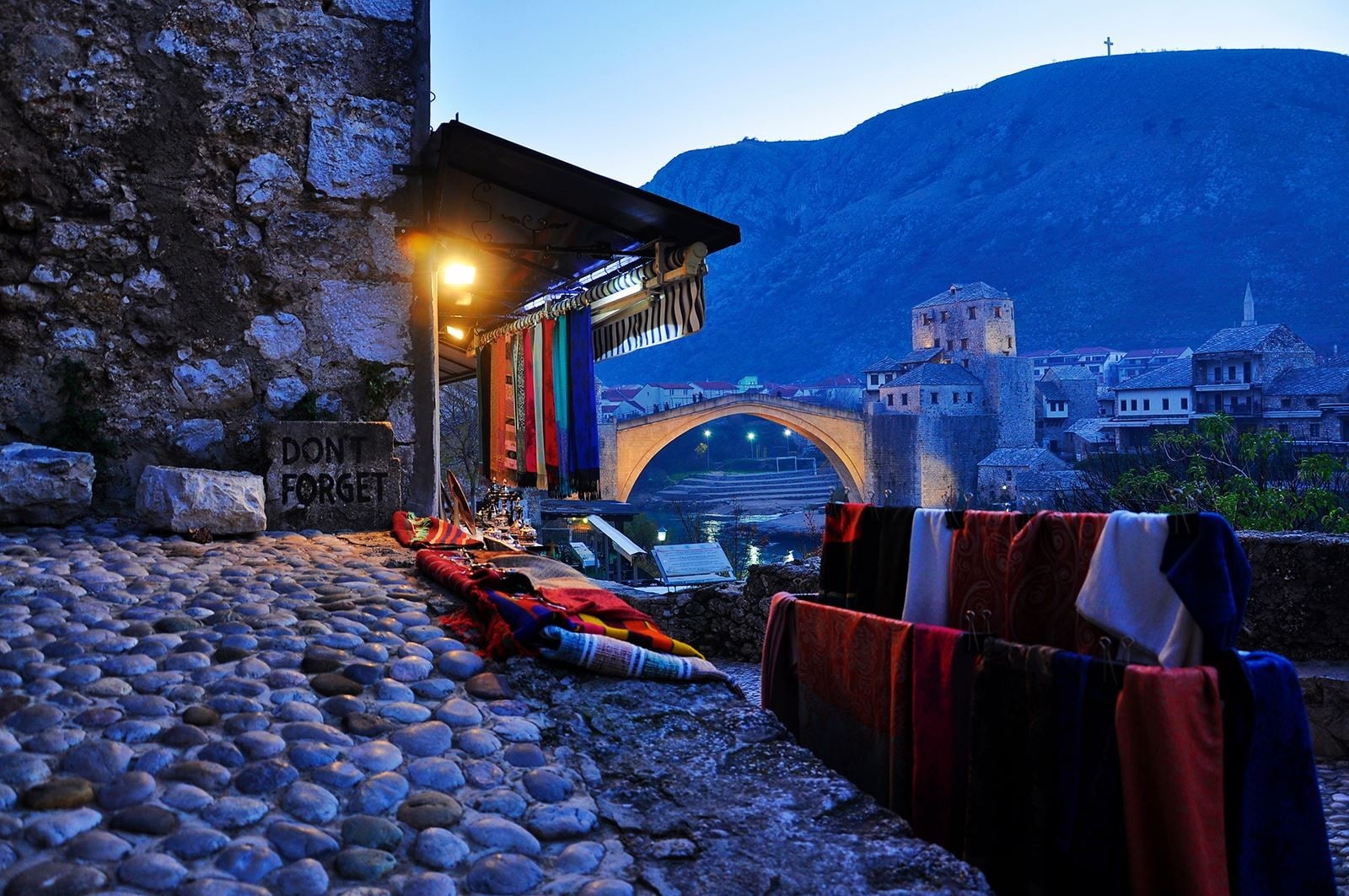 house, 720P, bridge, no people, built structure, stone wall, night, illuminated, travel destinations, building exterior, Mostar, outdoors, old bridge, HD Wallpaper