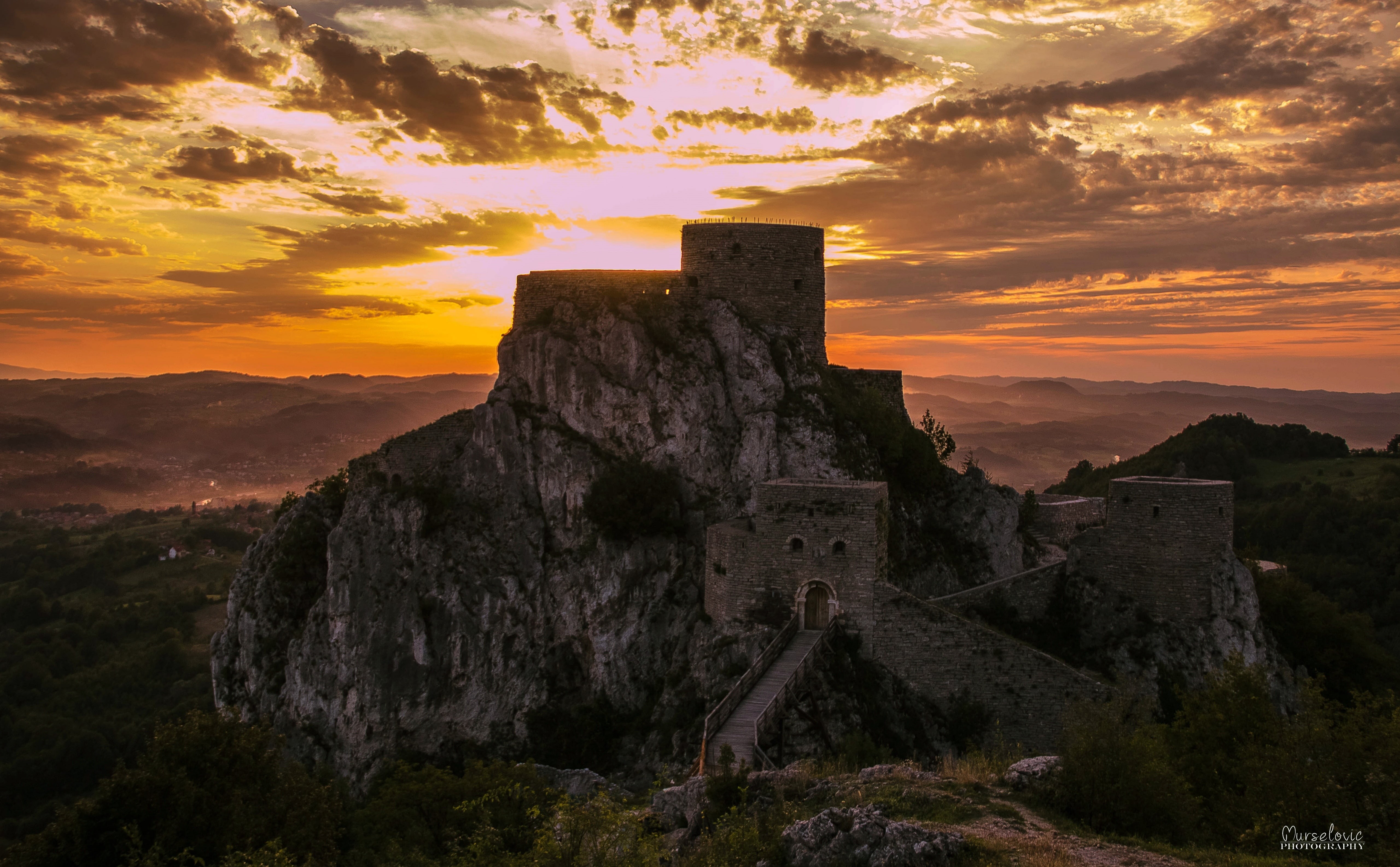 nature, archaeology, no people, travel destinations, orange color, 5K, ancient, tourism, scenics - nature, history, Herzegovina, Castle, Europe, ruined, HD Wallpaper
