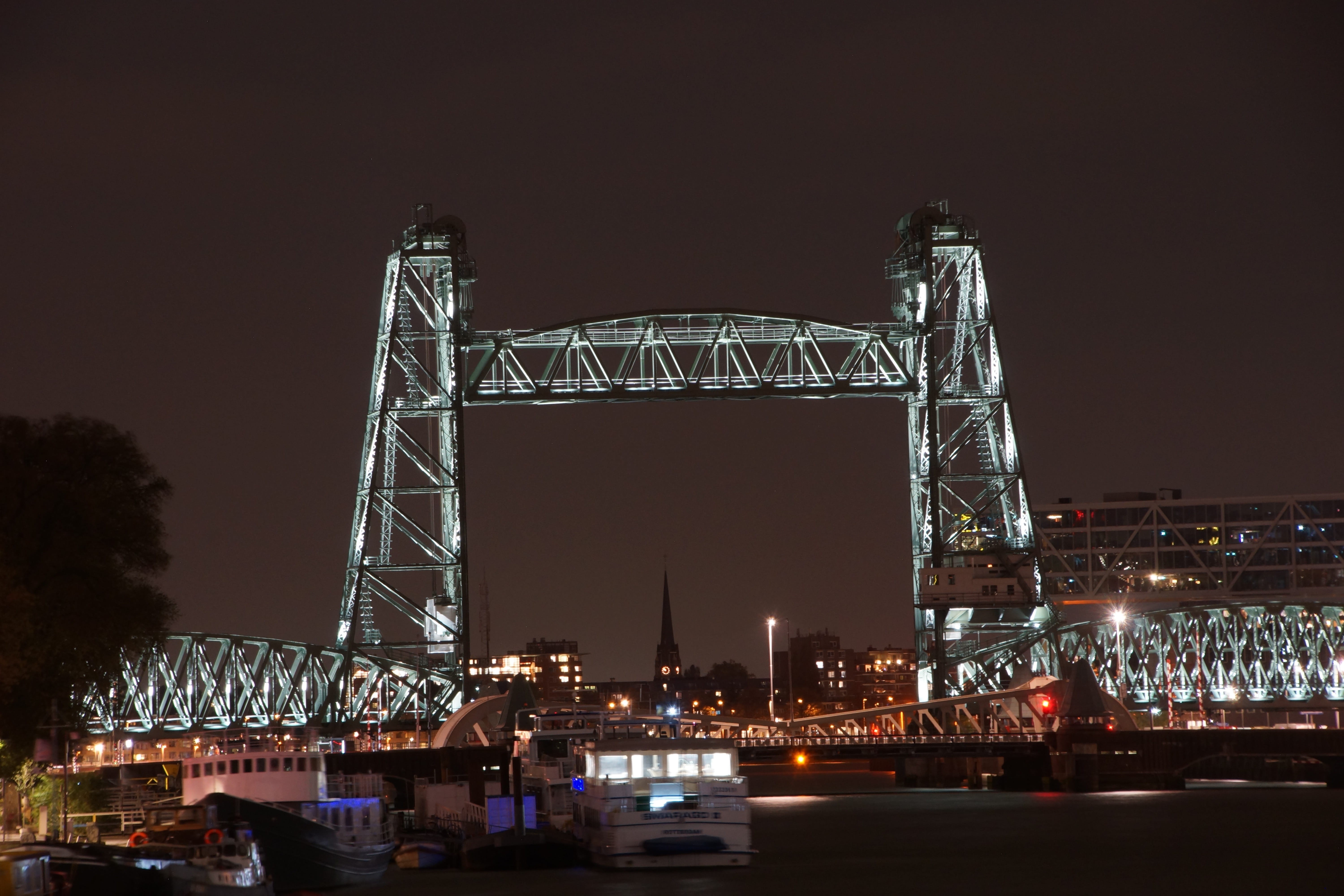 travel, night, office building exterior, outdoors, bridge, skyscraper, river, connection, water, illuminated, building exterior, travel destinations, hef, HD Wallpaper