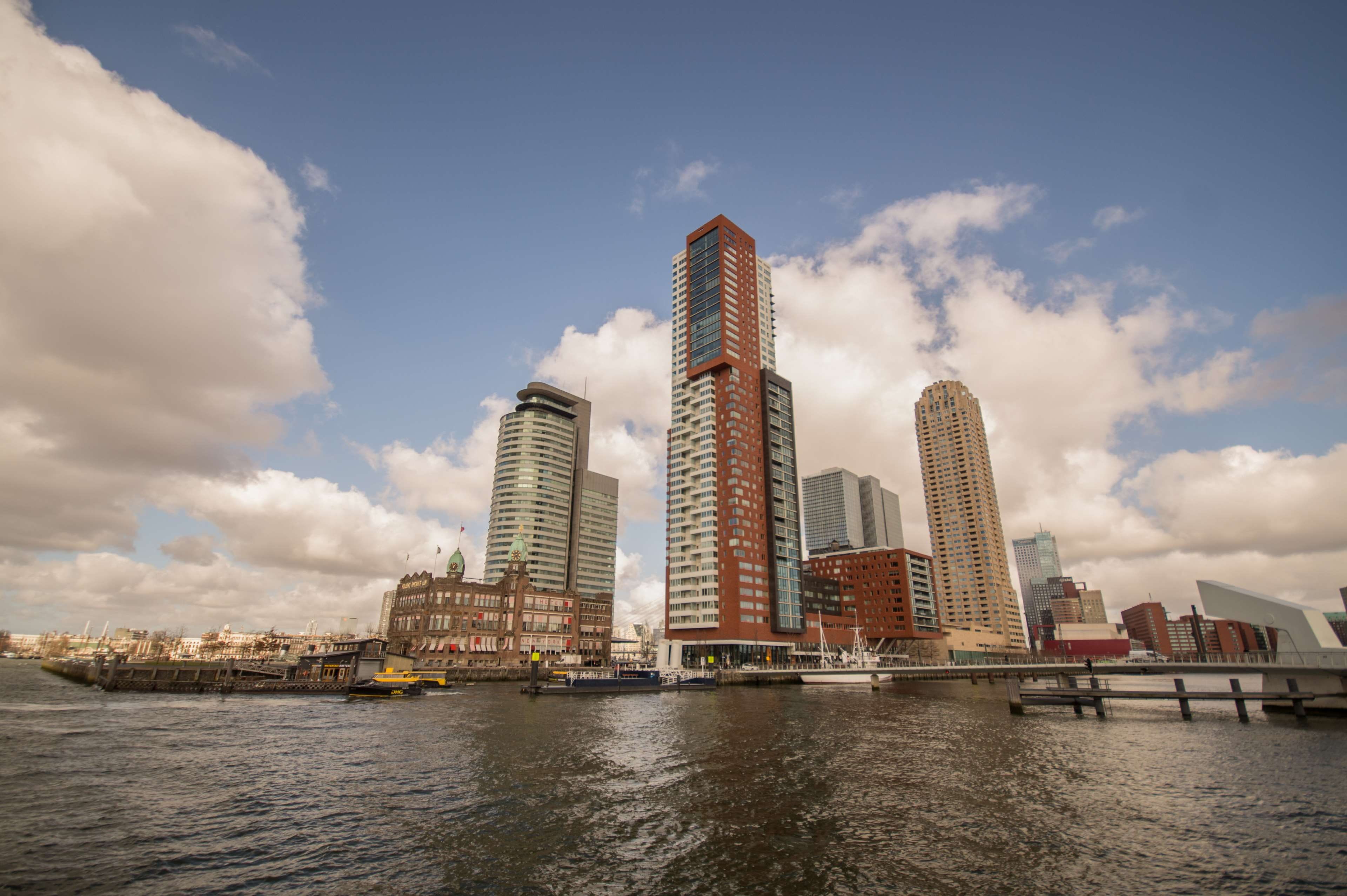 cityscape, landscape, clouds, urban, sky, building exterior, building, urban skyline, business, financial district, poort van rotterdam, rotterdam, modern, HD Wallpaper