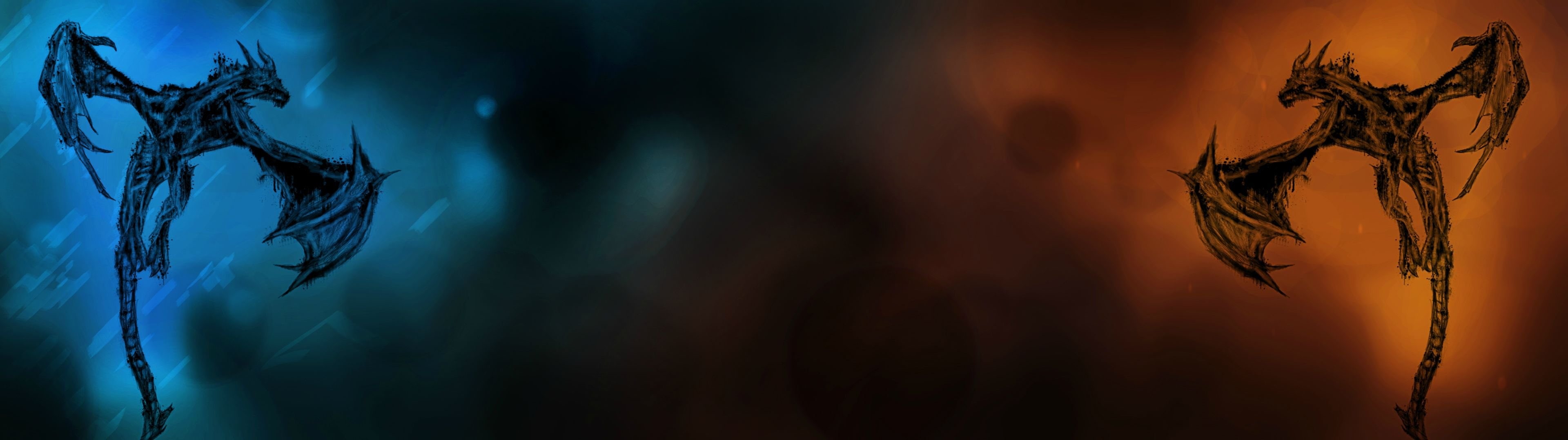 dragon, screen, 4K, reptile, multiple, dual, monitor, multi, HD Wallpaper