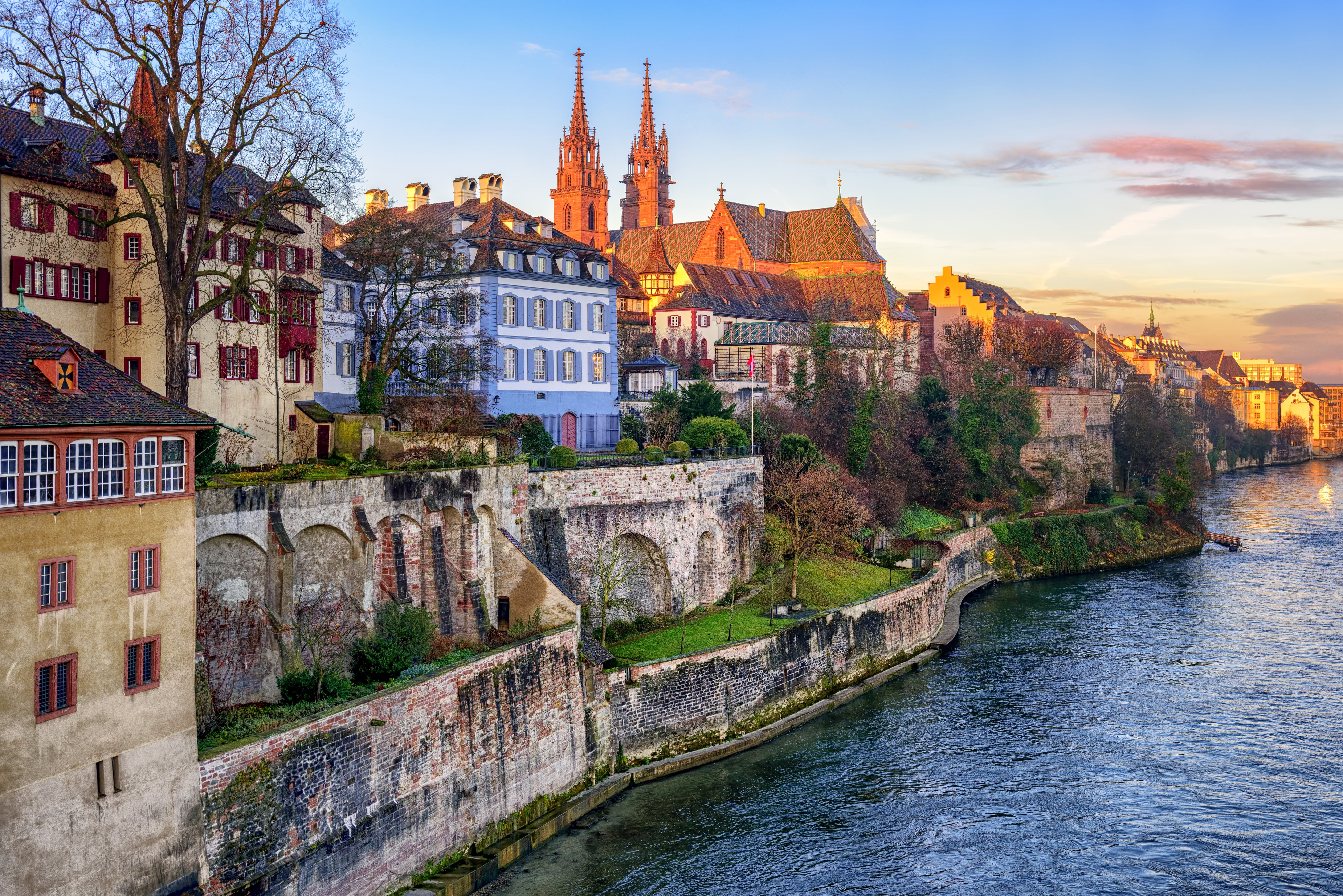 promenade, Basel, river, 5K, home, Switzerland, HD Wallpaper