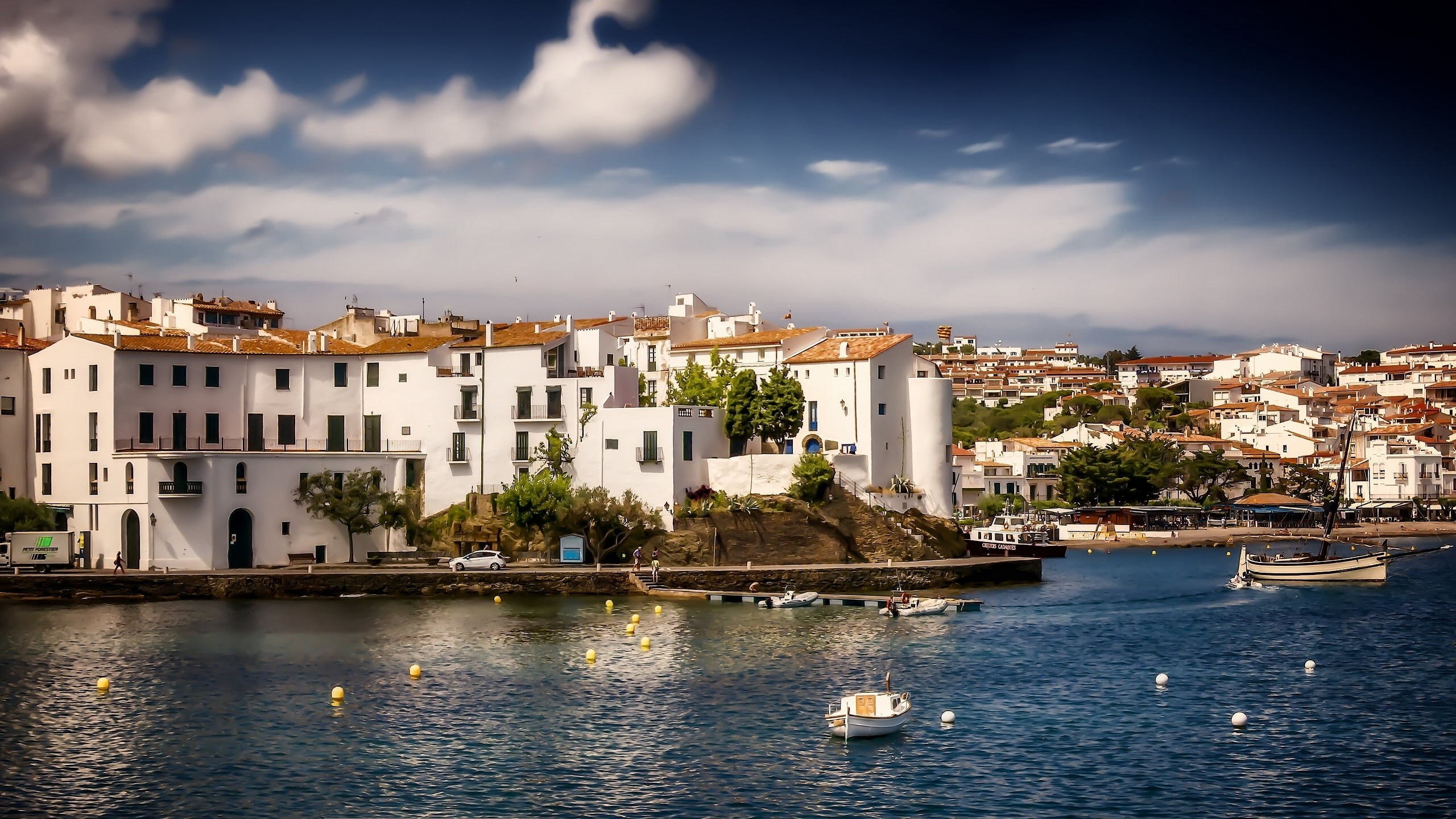 nature, nautical vessel, sky, city, promenade, panorama, townscape, waterfront, building, concrete, town, transportation, 2K, day, The Mediterranean sea, HD Wallpaper