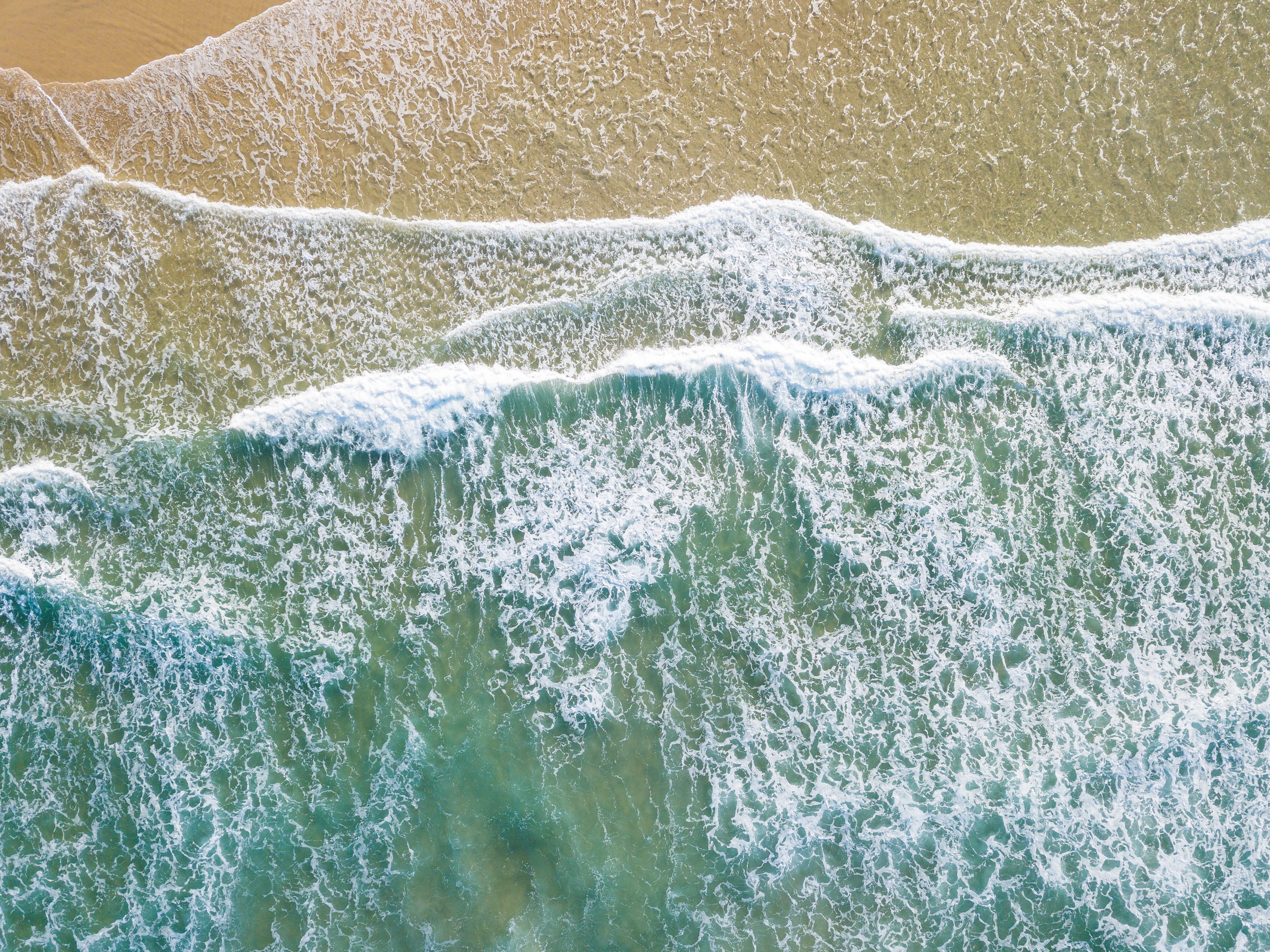 flowing, birds eye view, drone view, view, eye, high angle view, beach, seaside, land, bird, waves, oceanside, waterfront, high, sea, drone shot, day, wave, HD Wallpaper