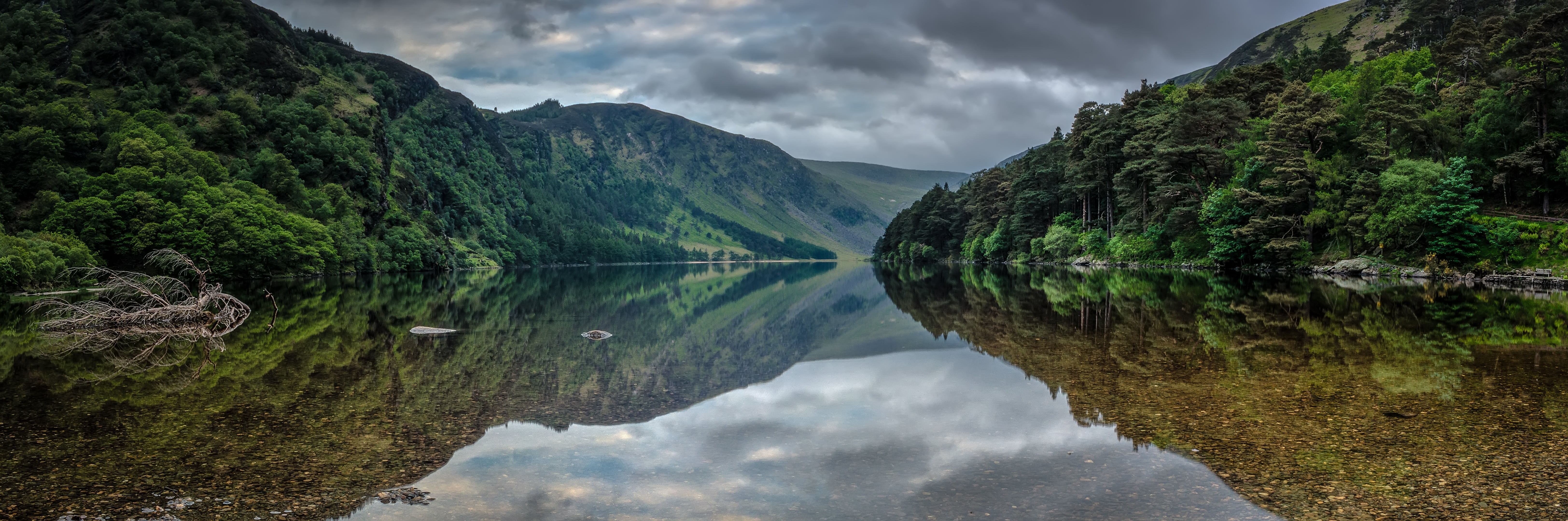 water, emerald  isle, forest, Glendalough, mountain, 5K, outdoors, reflections, scenics, mountains, green Color, day, lake, jones  mountains, ireland, HD Wallpaper
