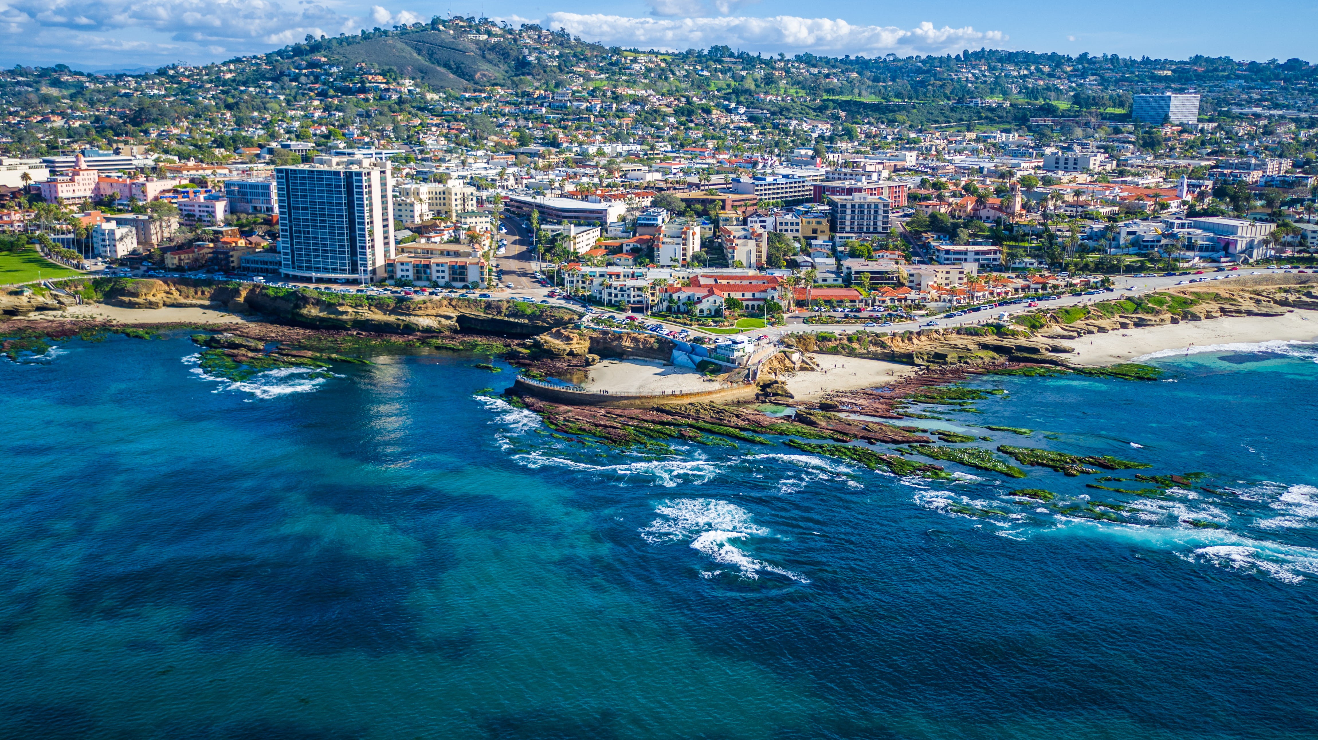 travel, residential district, nature, day, bay, architecture, beach, cityscape, water, waterfront, california, 4K, skyscraper, nautical vessel, la jolla cove, HD Wallpaper
